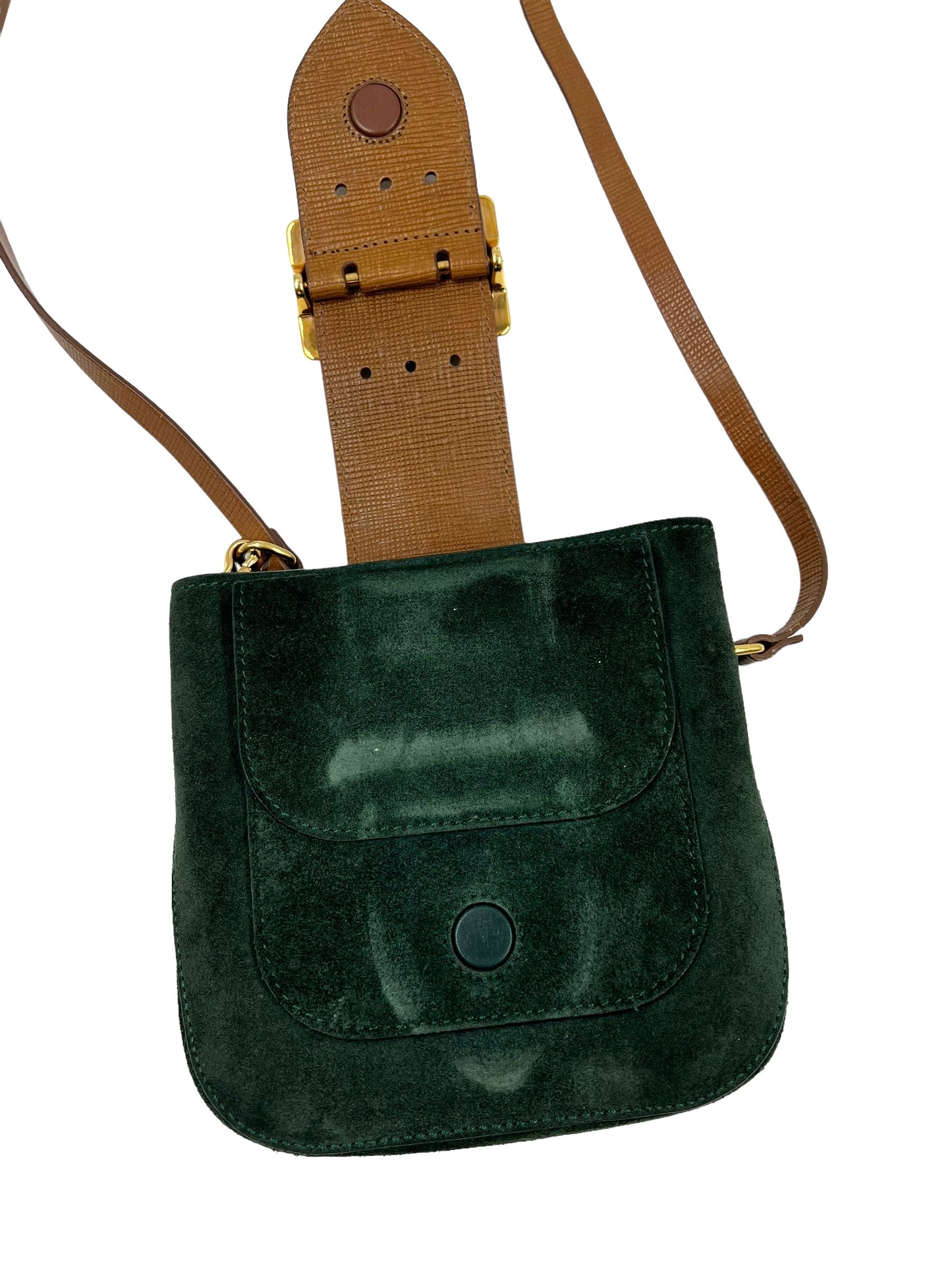 Burberry Green Suede The Belt Square Bag