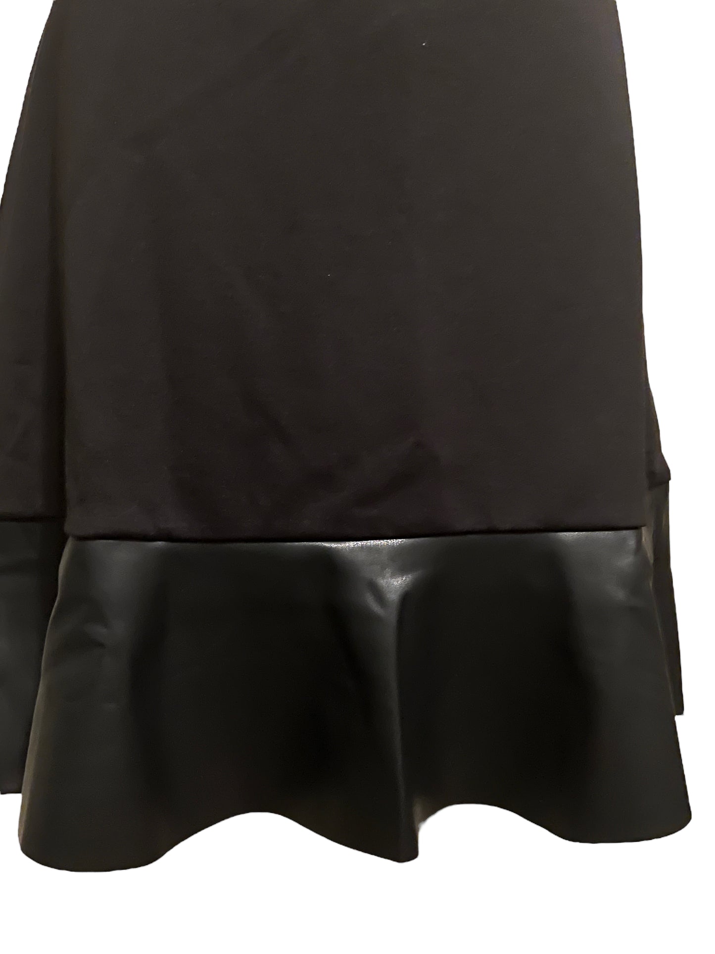 Michael Kors Size L Black Faux Leather Ruffle Skirt