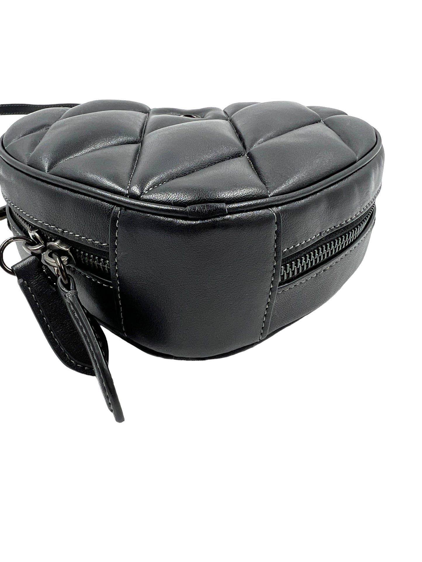 Coach Black Leather Quilted Heart Crossbody