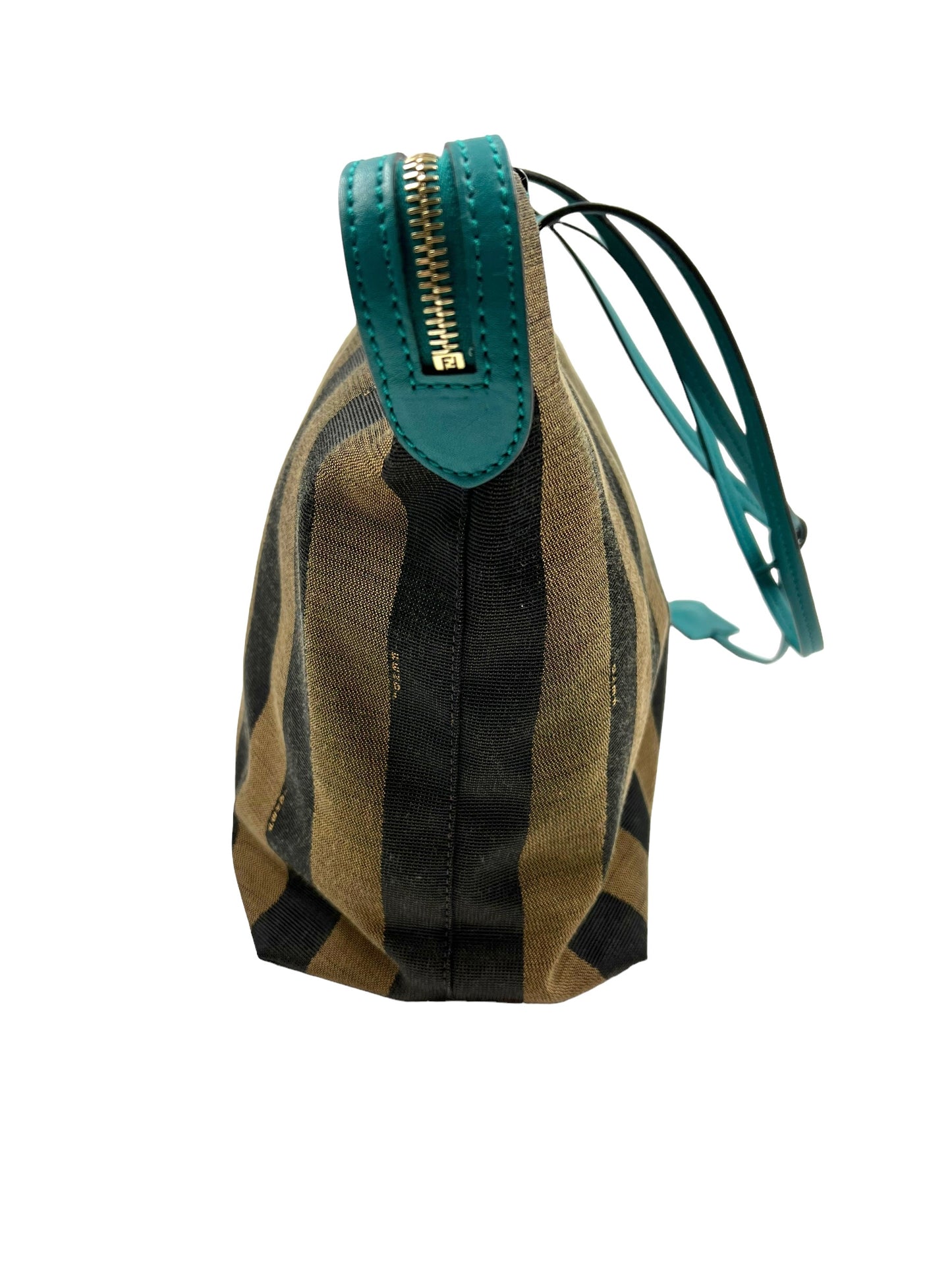 Fendi Turquoise Pequin Stripe Roll Tote