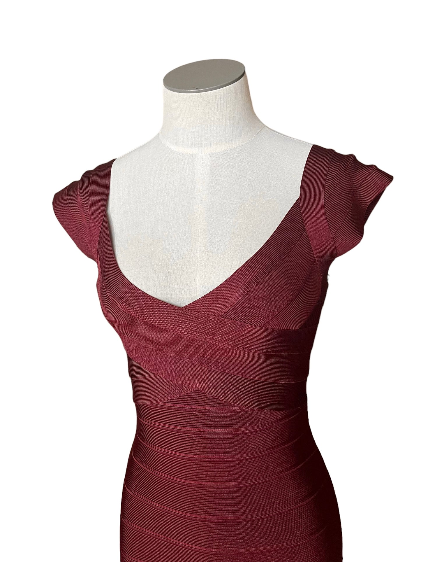 Herve Leger Size S Nannette Burgundy Bandage Dress