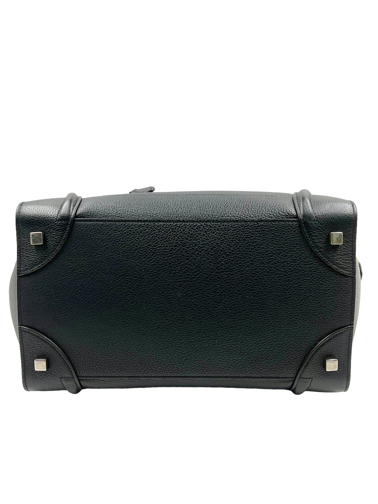 Celine Black Drummed Leather Mini Luggage Tote