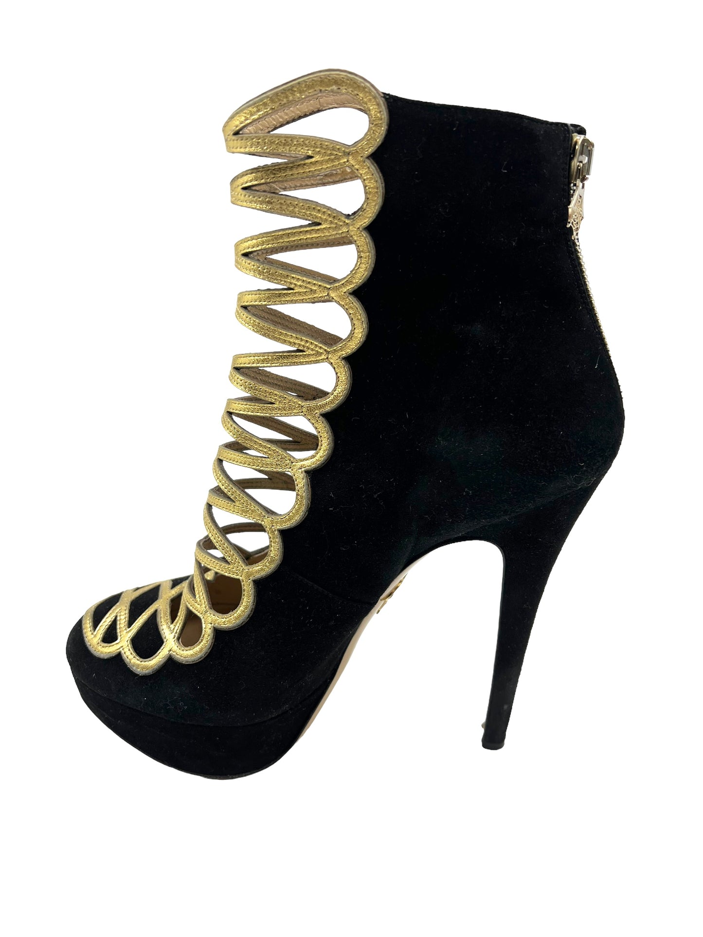 Charlotte Olympia Black Suede Size 39.5 'Zena' Platform Booties