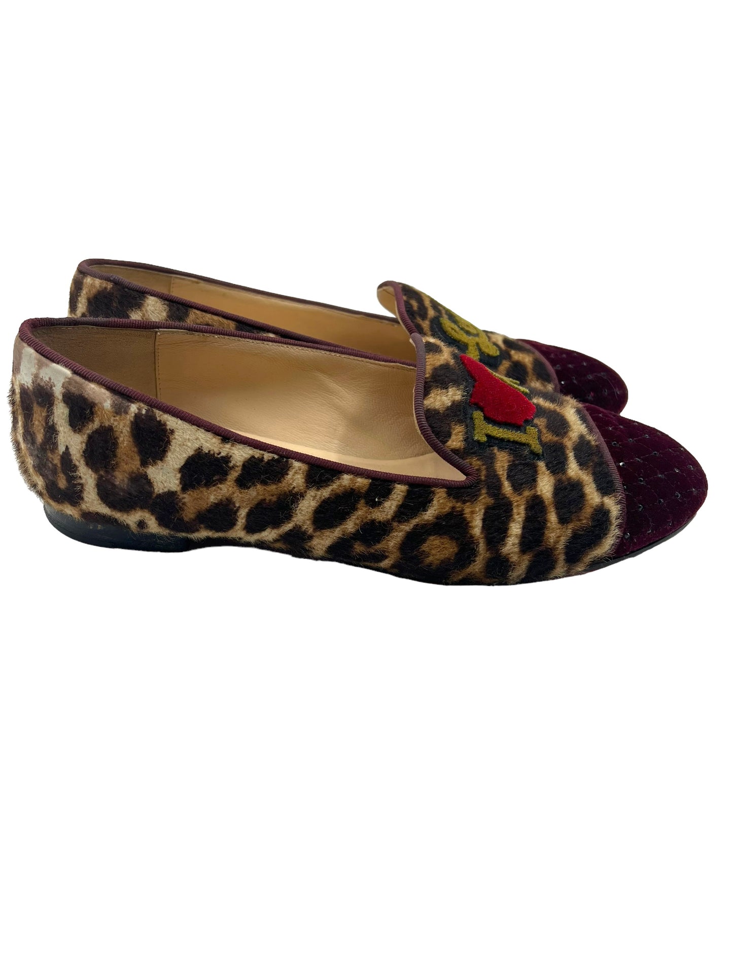 Christian Louboutin 'I Love My Loubies' Size 39.5 Leopard Print Loafers