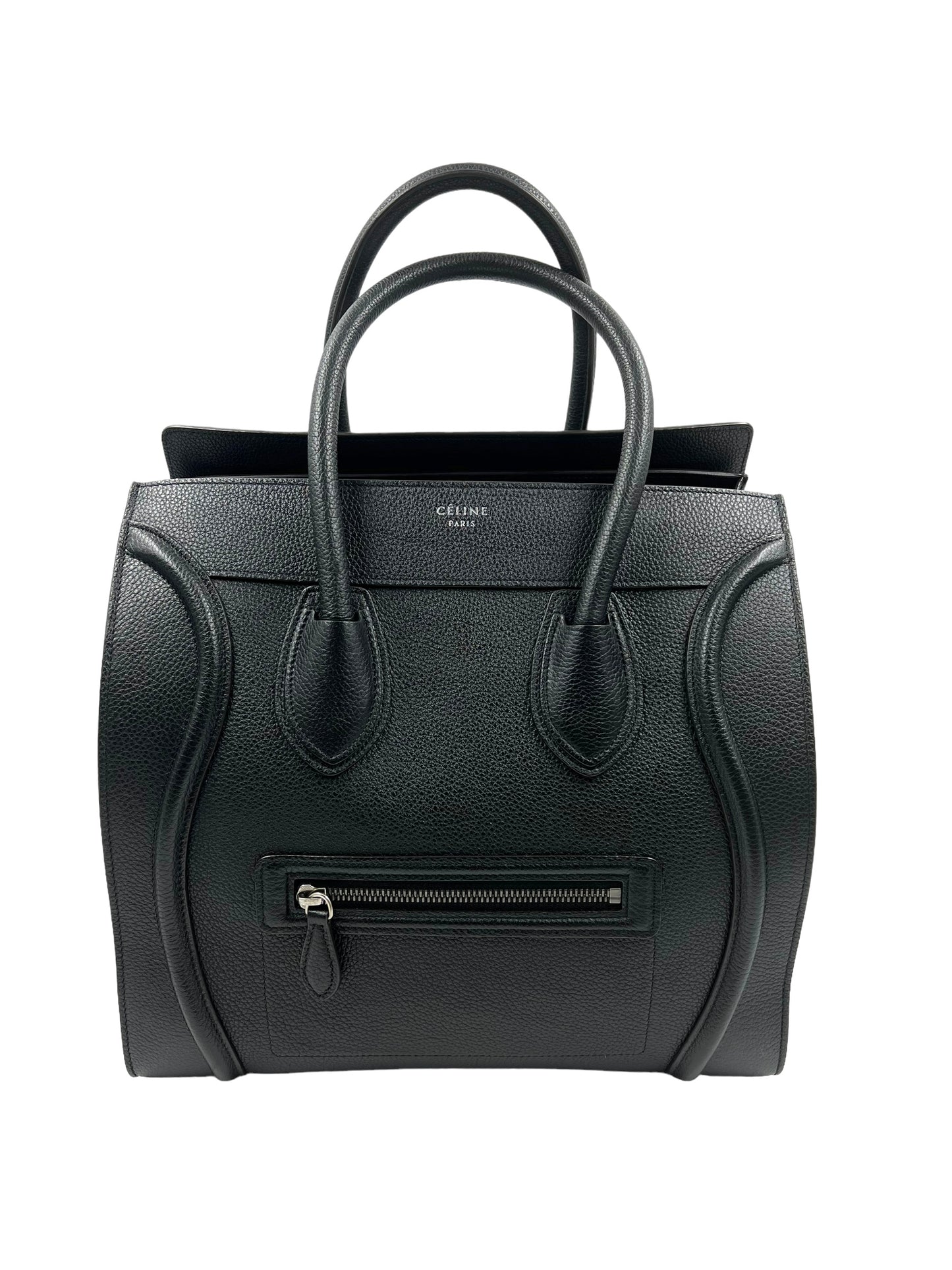Celine Black Drummed Leather Mini Luggage Tote