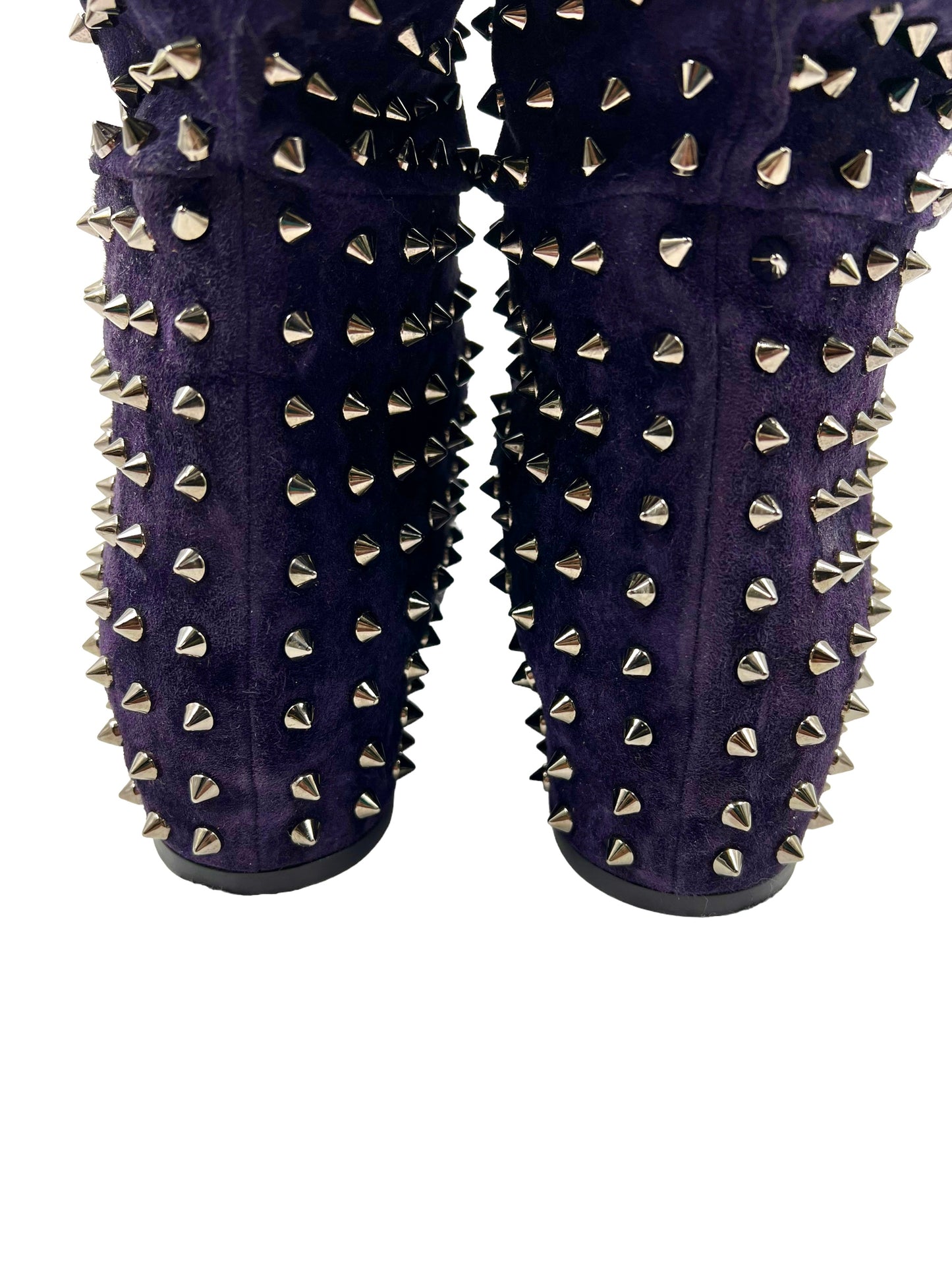 Christian Louboutin Size 40 Purple Suede Spike 'London Bridge' Boots