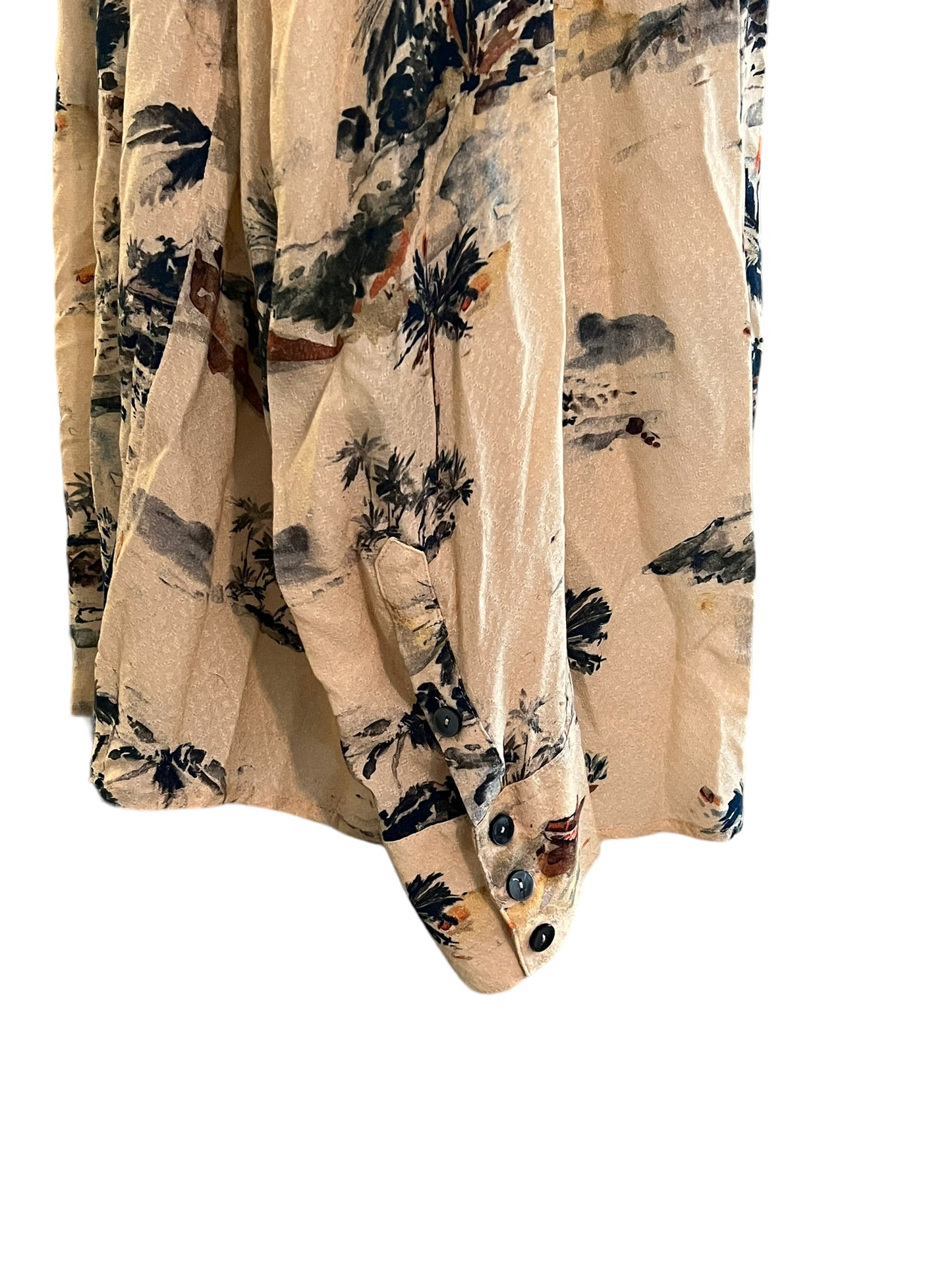 Free People Size L Beige Print Blouse