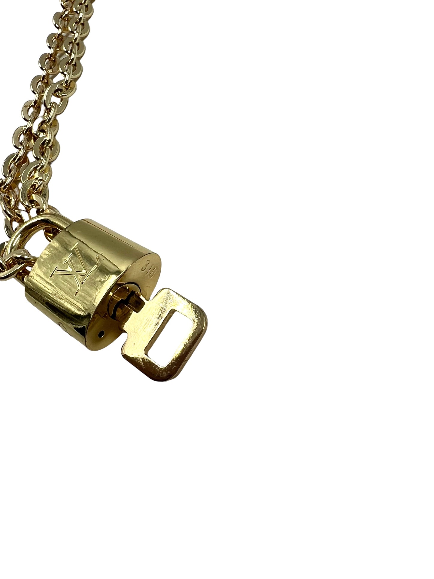 Repurposed Gold Chain Lock Necklace