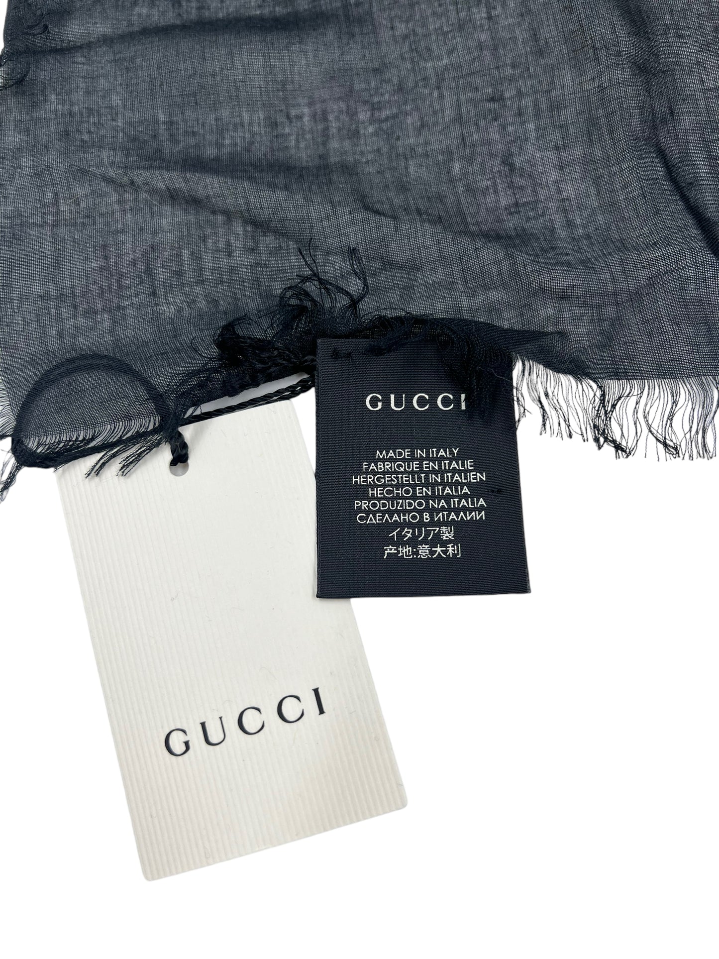 Gucci Black Logo Web Stripe Scarf/Shawl