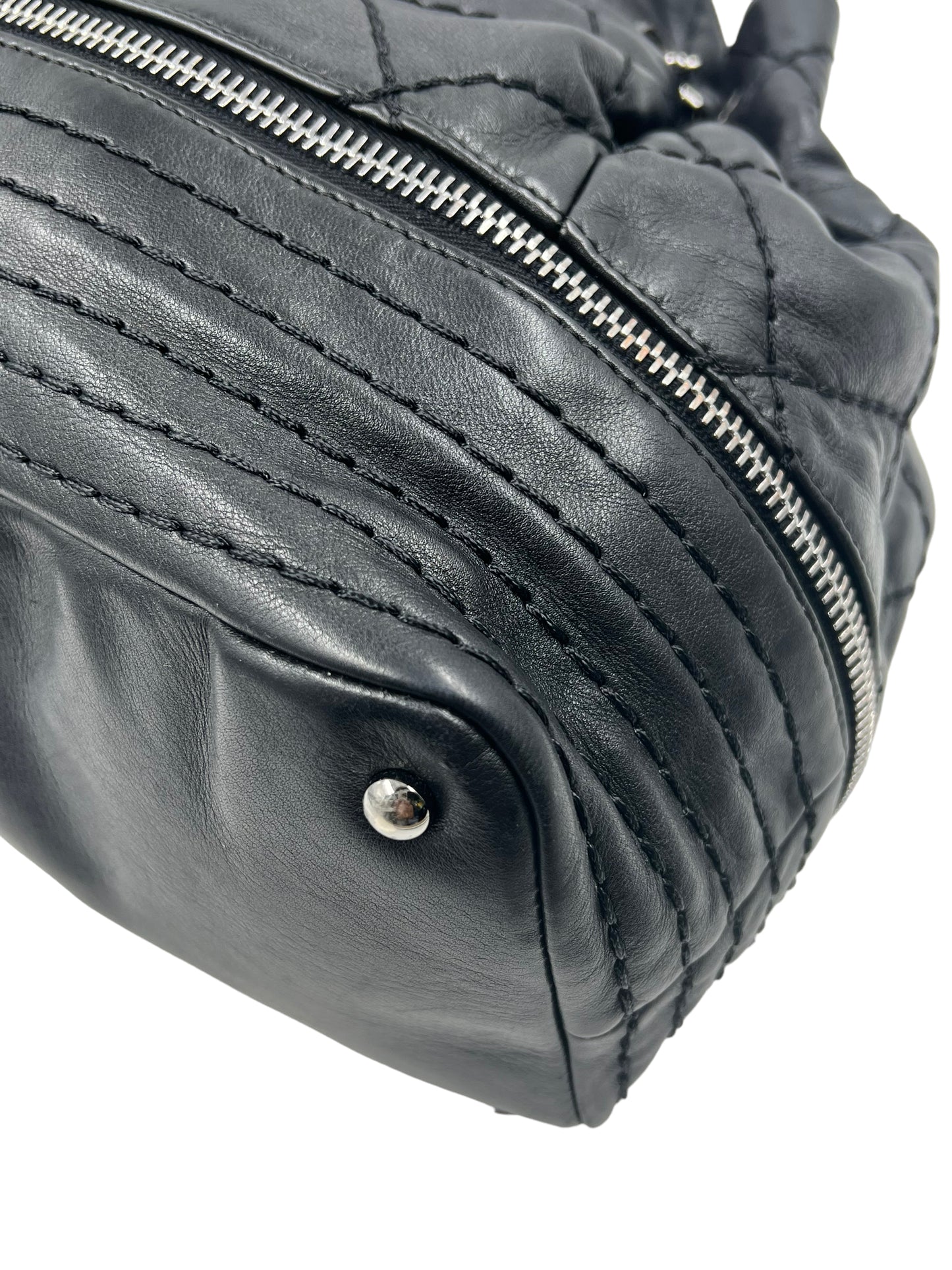 Chanel Black Leather 2006-2008 Expandable Ligne Bag