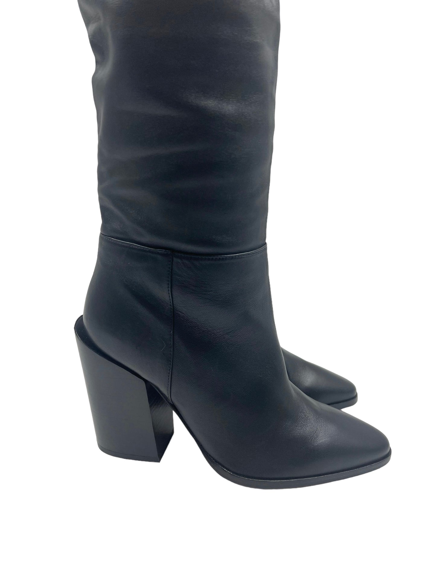 Frame Size 37.5 Le Mulholland Black Leather OTK Boots