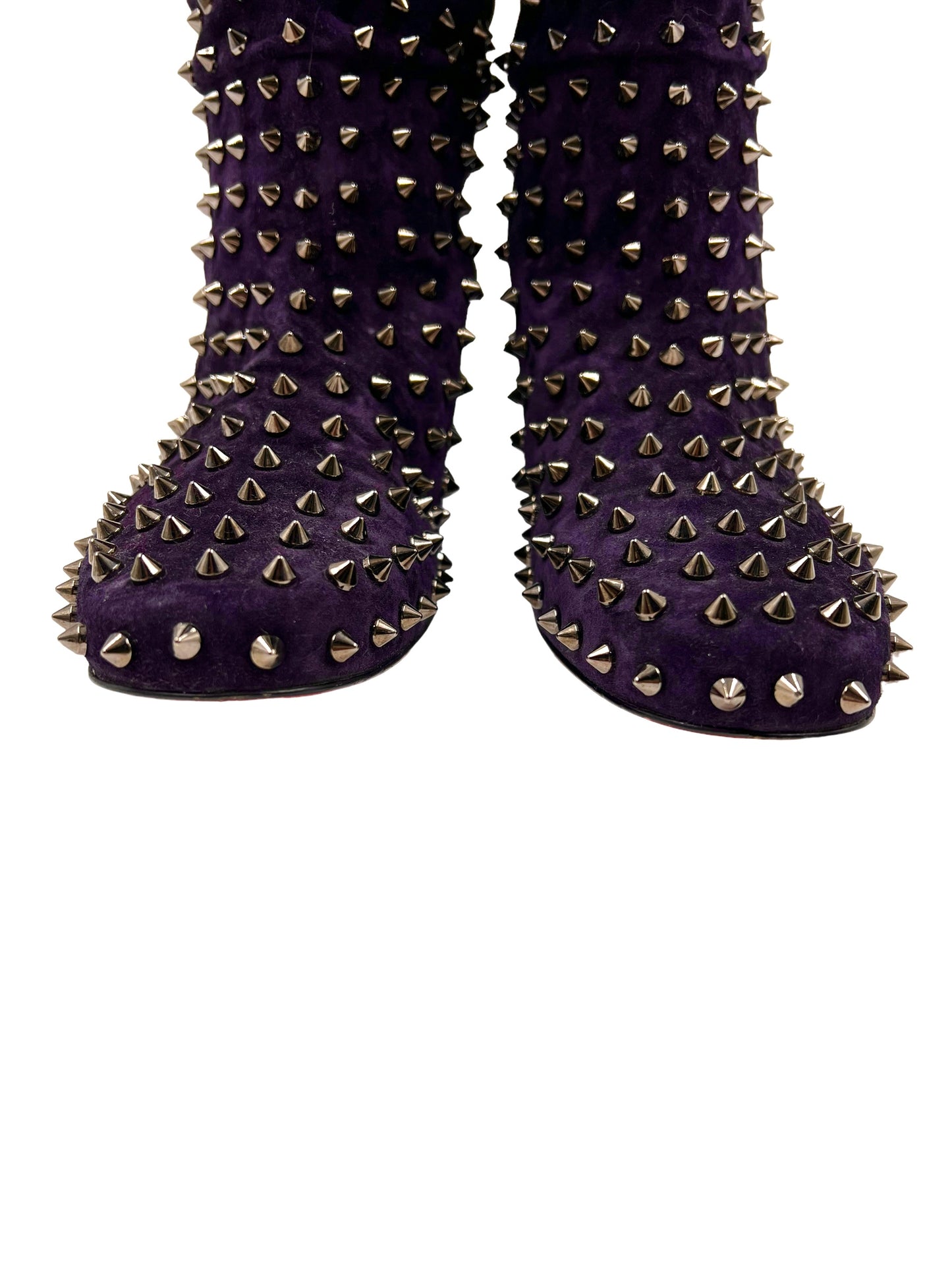 Christian Louboutin Size 40 Purple Suede Spike 'London Bridge' Boots