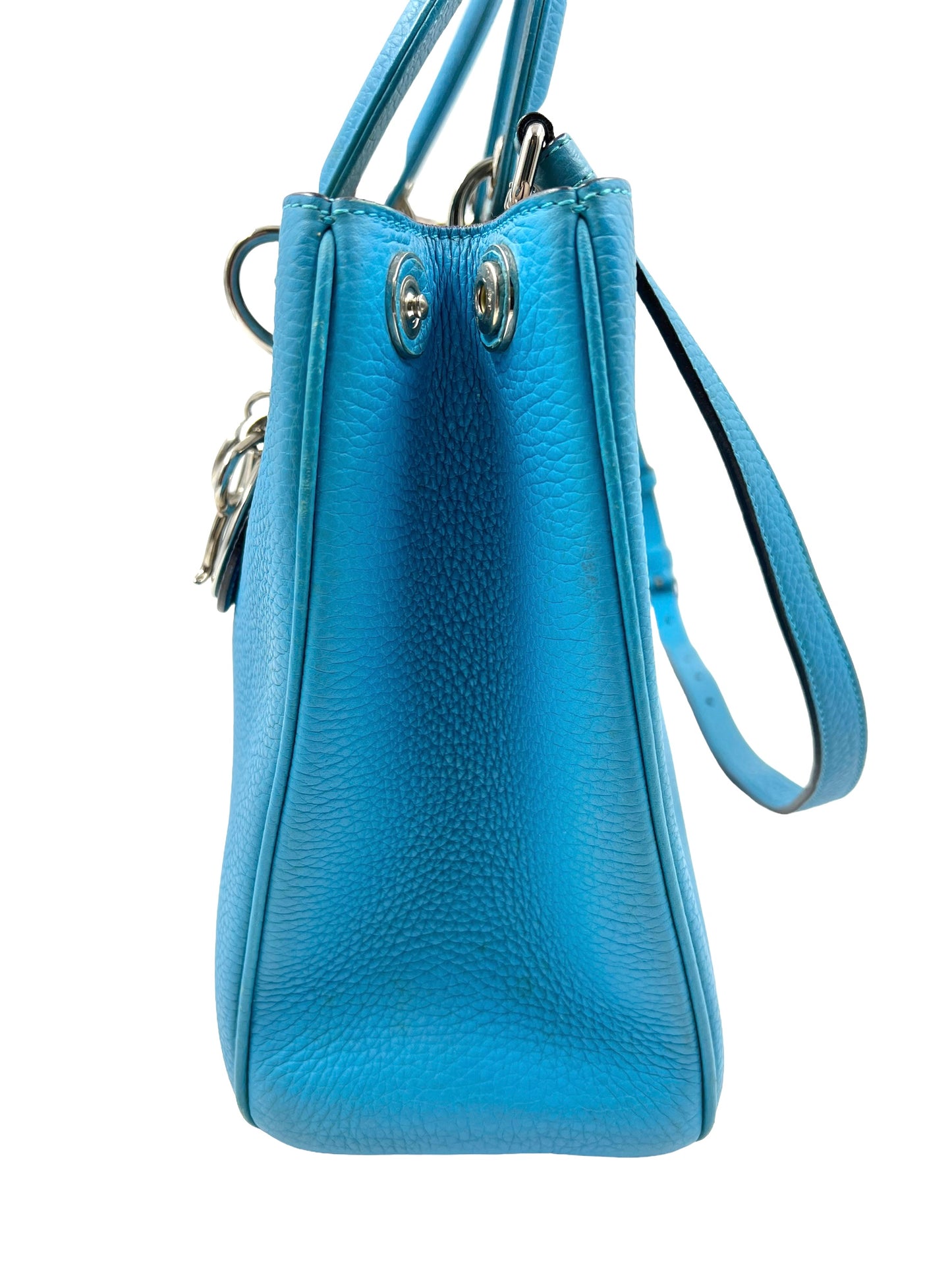 Christian Dior Aqua Blue Leather Medium Diorissimo Tote