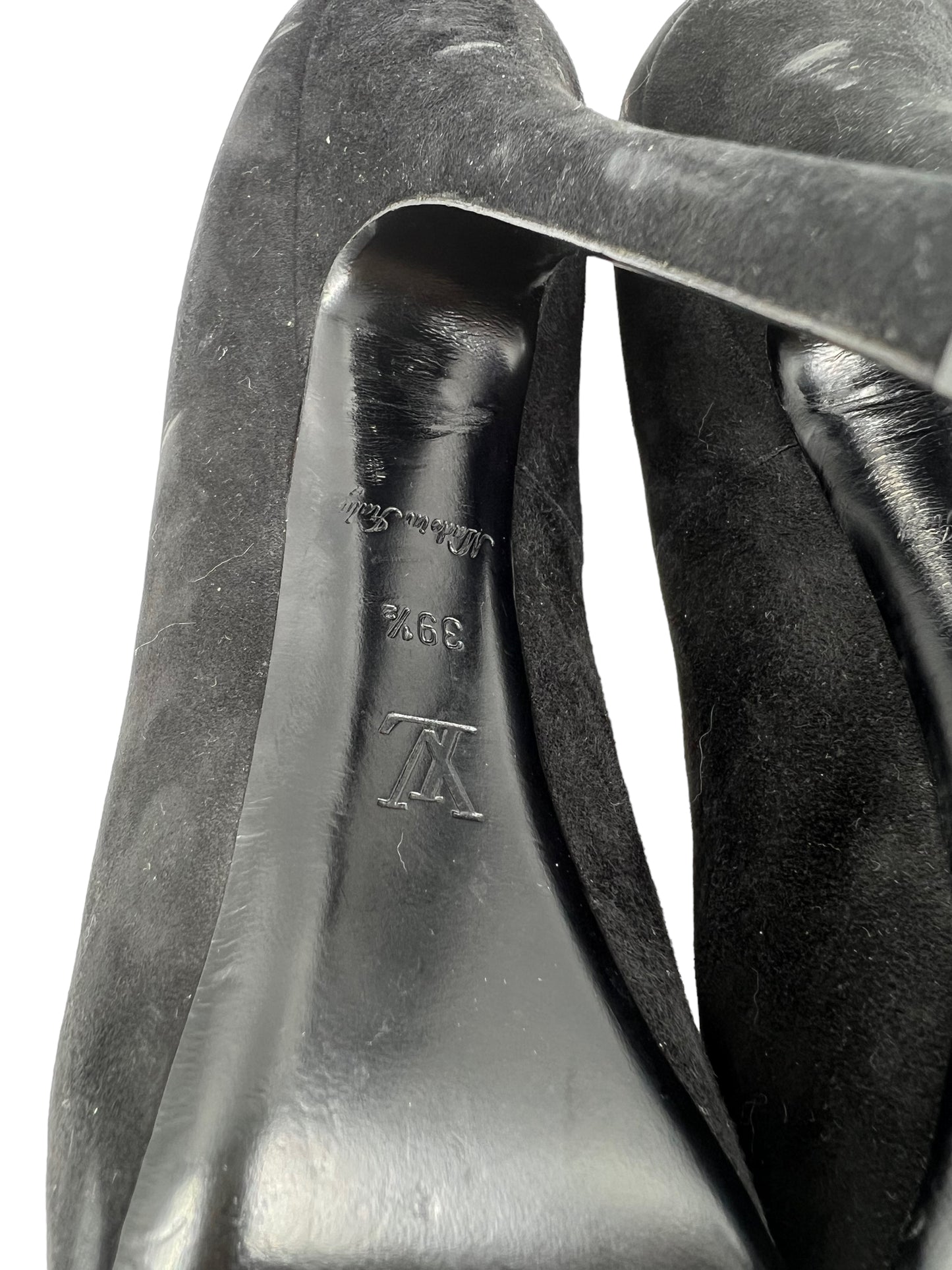 Louis Vuitton Black Suede 'Oh Really!' Size 39.5 Lock Heels