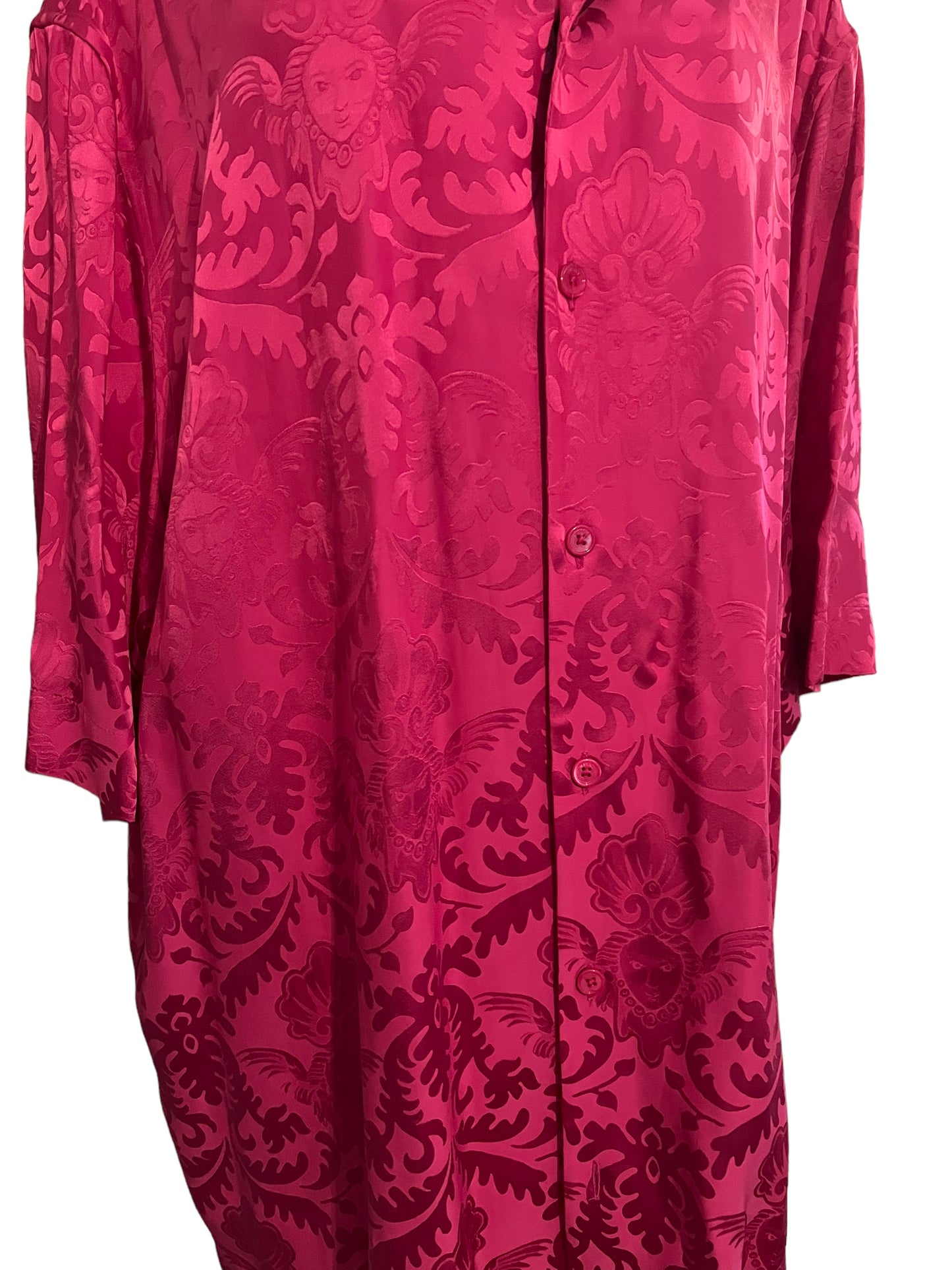 Versace Size 43 Pink Silk Floral Scroll Print Top