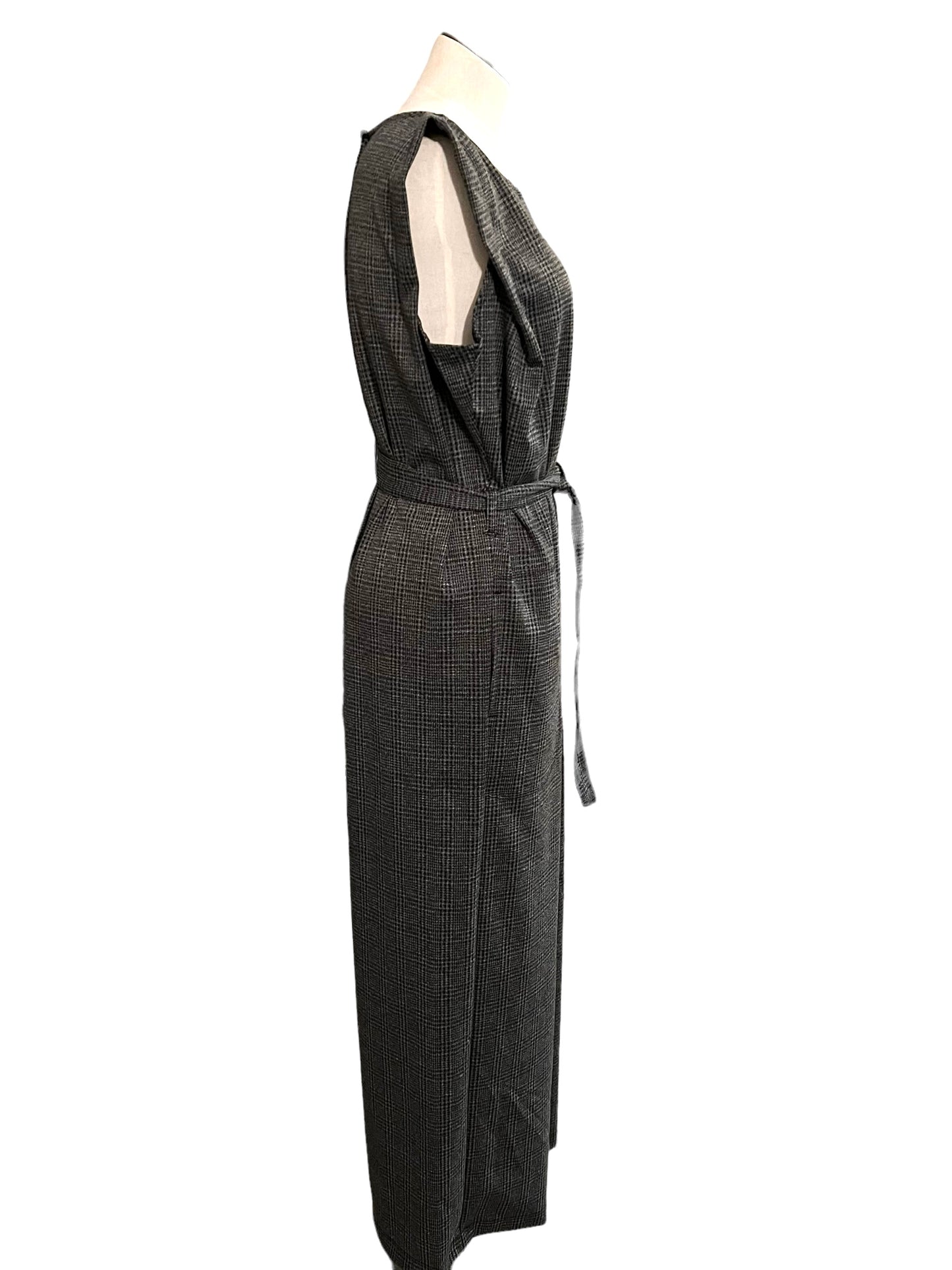 Max Studio Size M Gray Plaid Jumpsuit