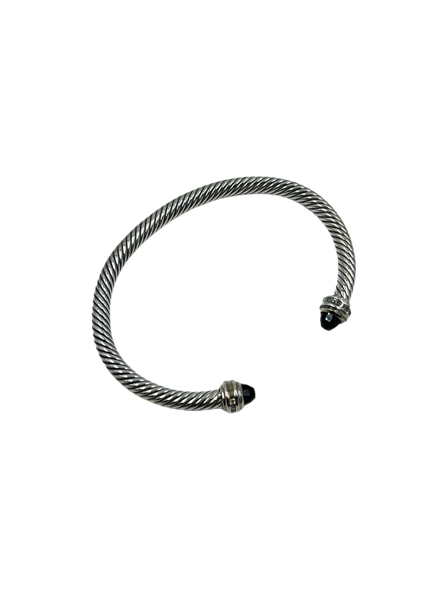 David Yurman Sterling Silver 4mm Onyx Diamond Cable Classics Bracelet