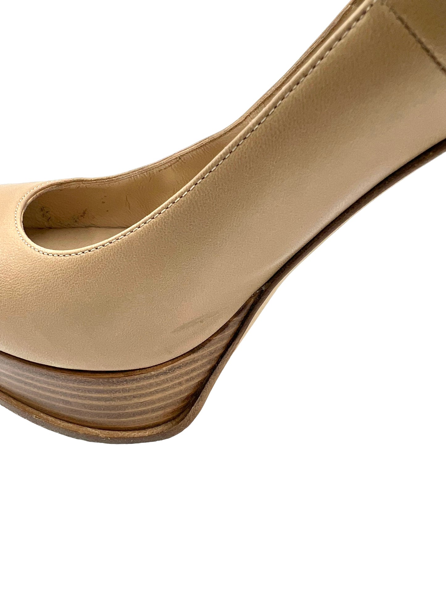 Fendi Size 39.5 Nude Leather 'Fendista' Platform Heels
