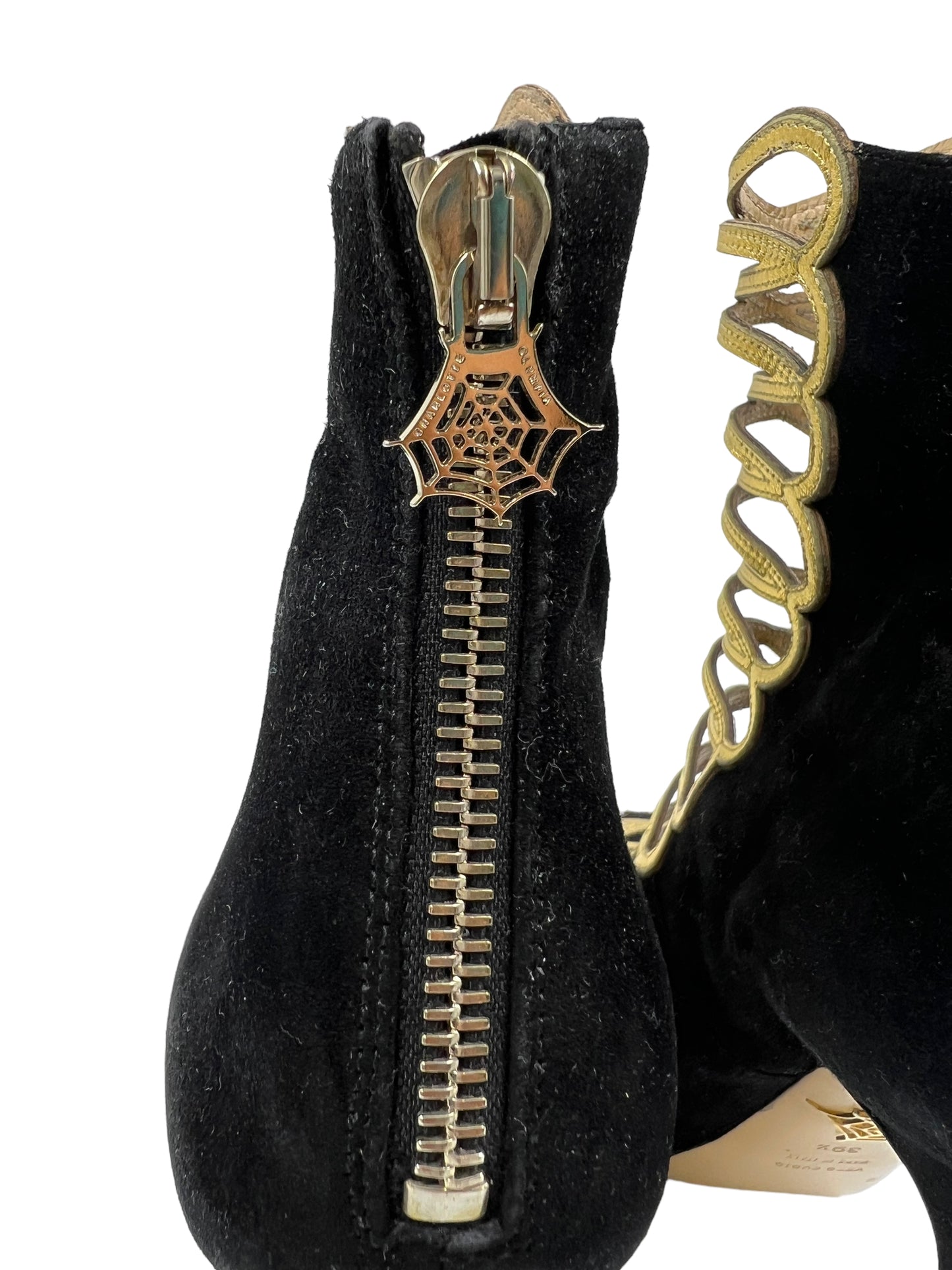 Charlotte Olympia Black Suede Size 39.5 'Zena' Platform Booties