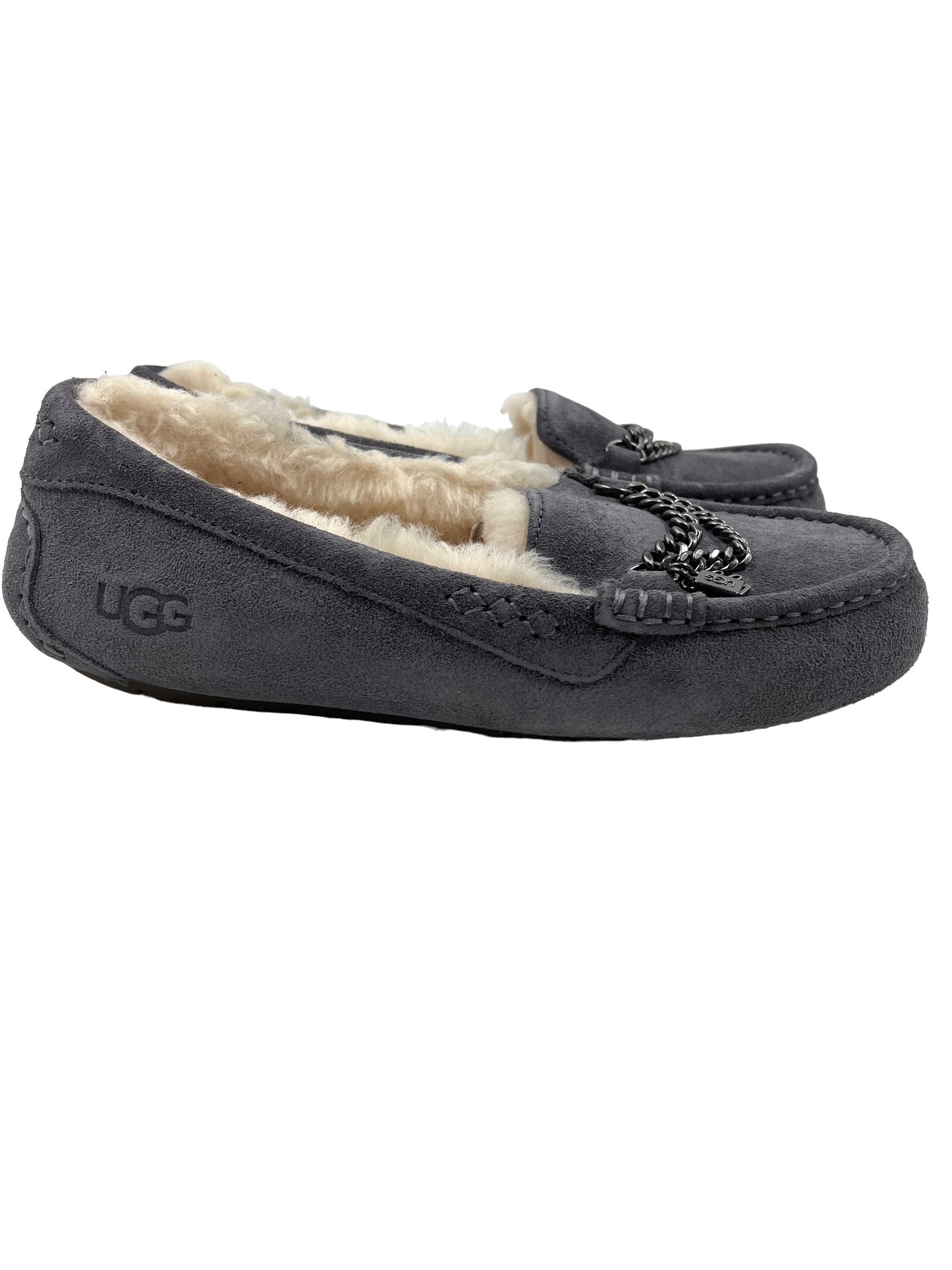 Ugg Gray Suede Size 9 Ansley Chain Moccasin Slippers