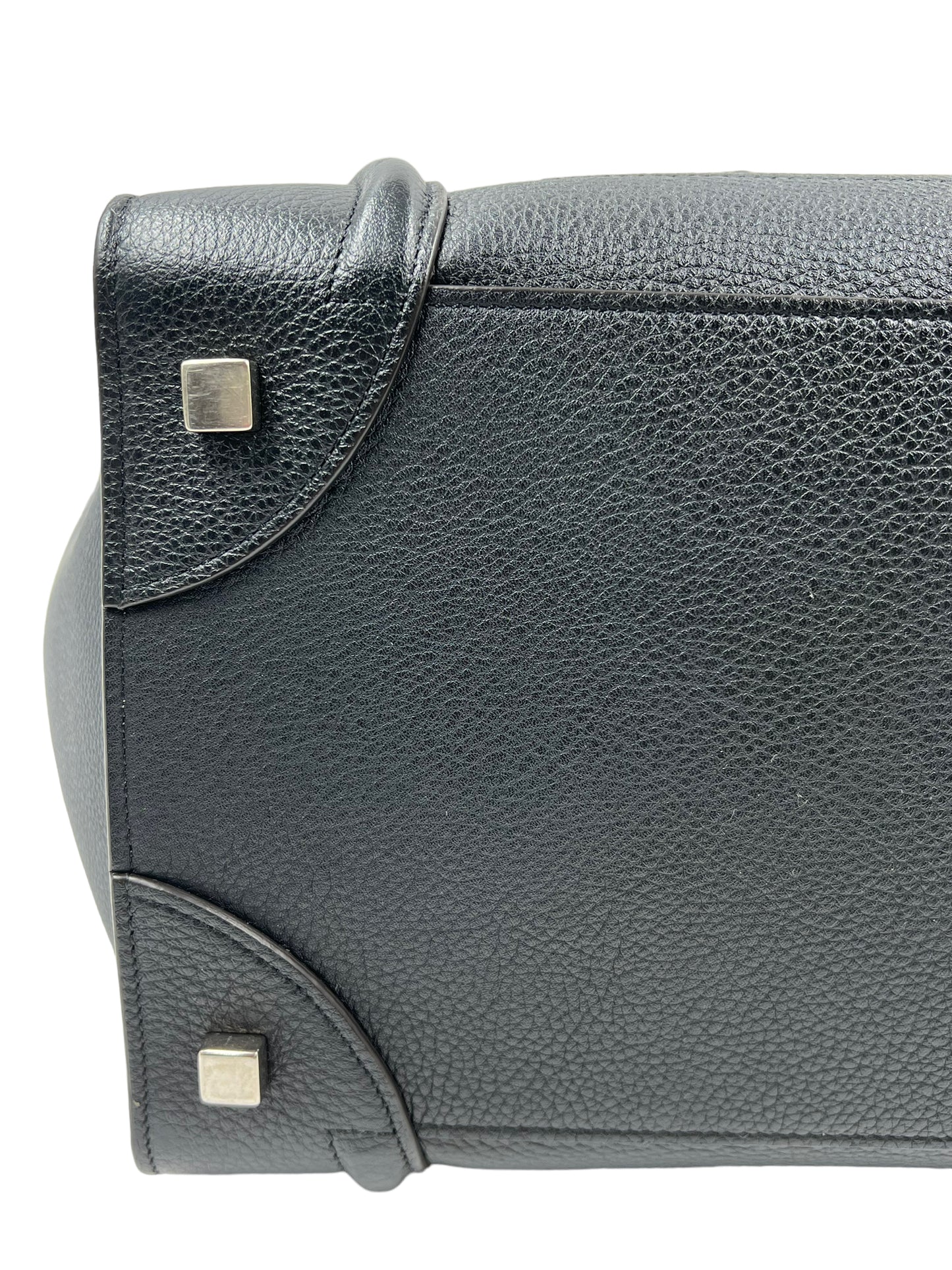 Celine Black Drummed Leather Mini Luggage Tote