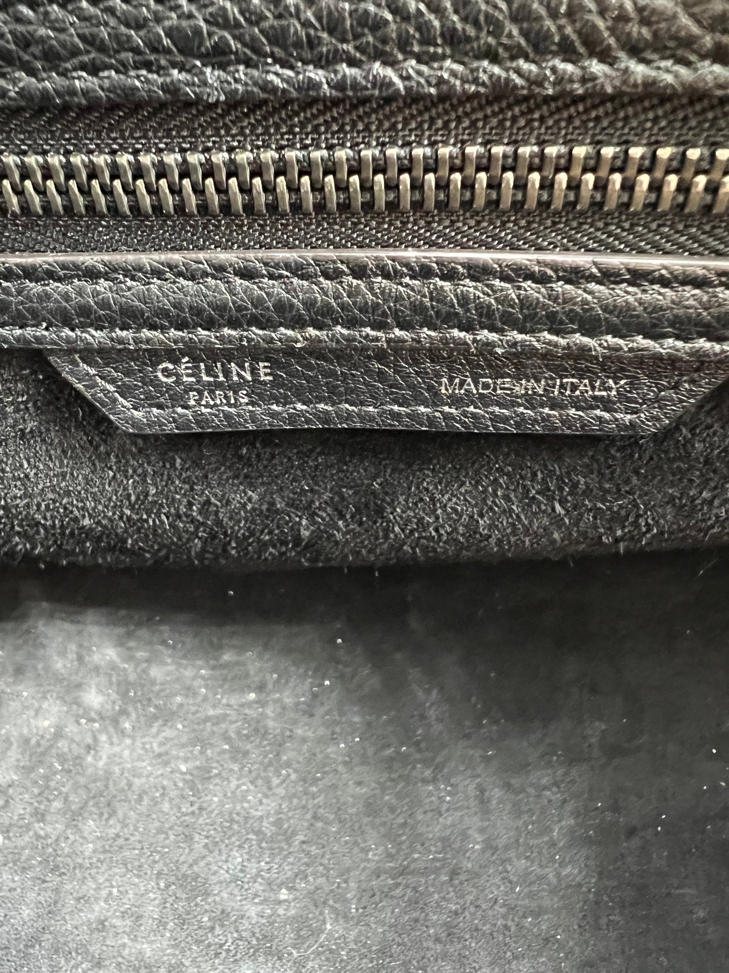 Celine Black Drummed Leather Mini Luggage Tote