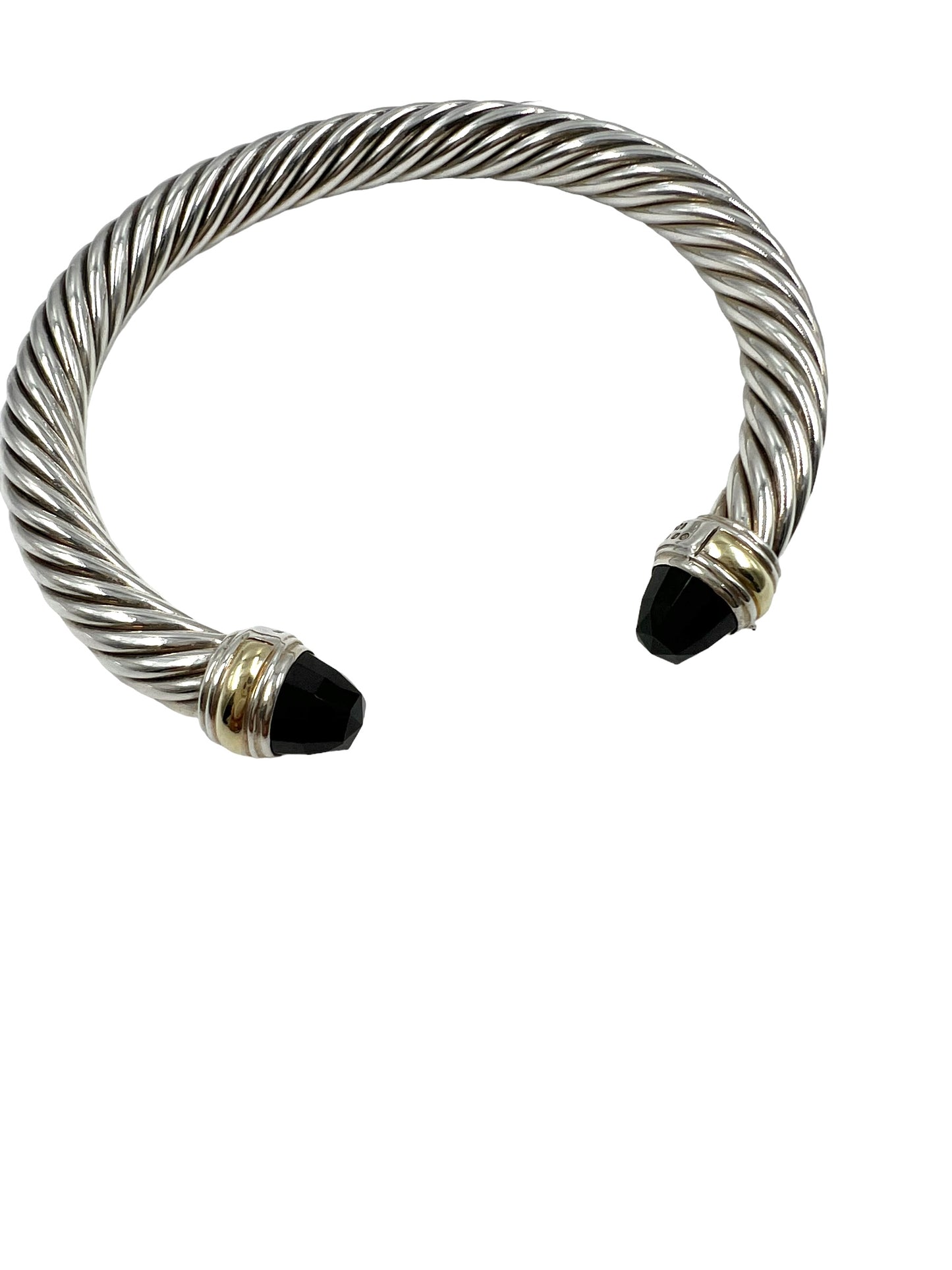 David Yurman Vintage Sterling Silver 7mm Onyx Cable Classics Bracelet