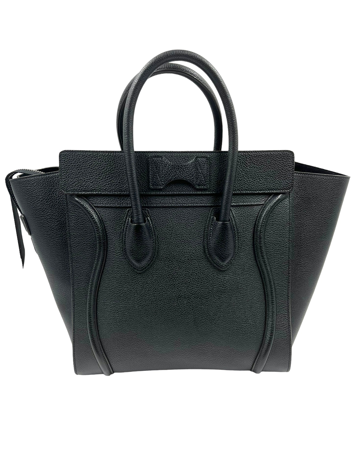 Celine Black Drummed Leather Mini Luggage Tote