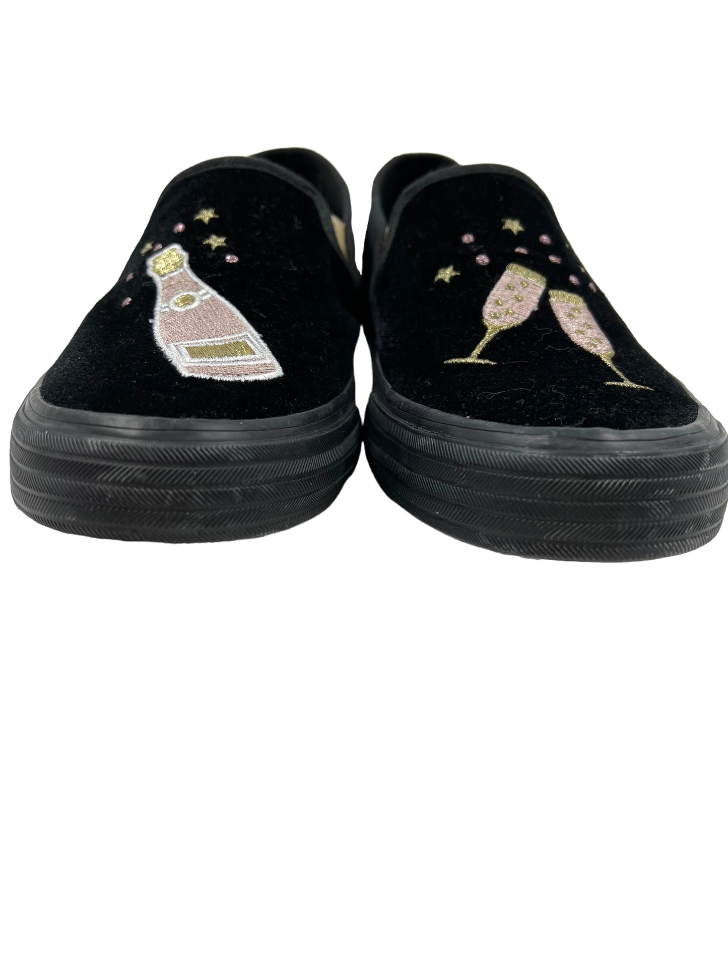 Keds Size 9 Black Velvet Double Decker Cheers Sneakers