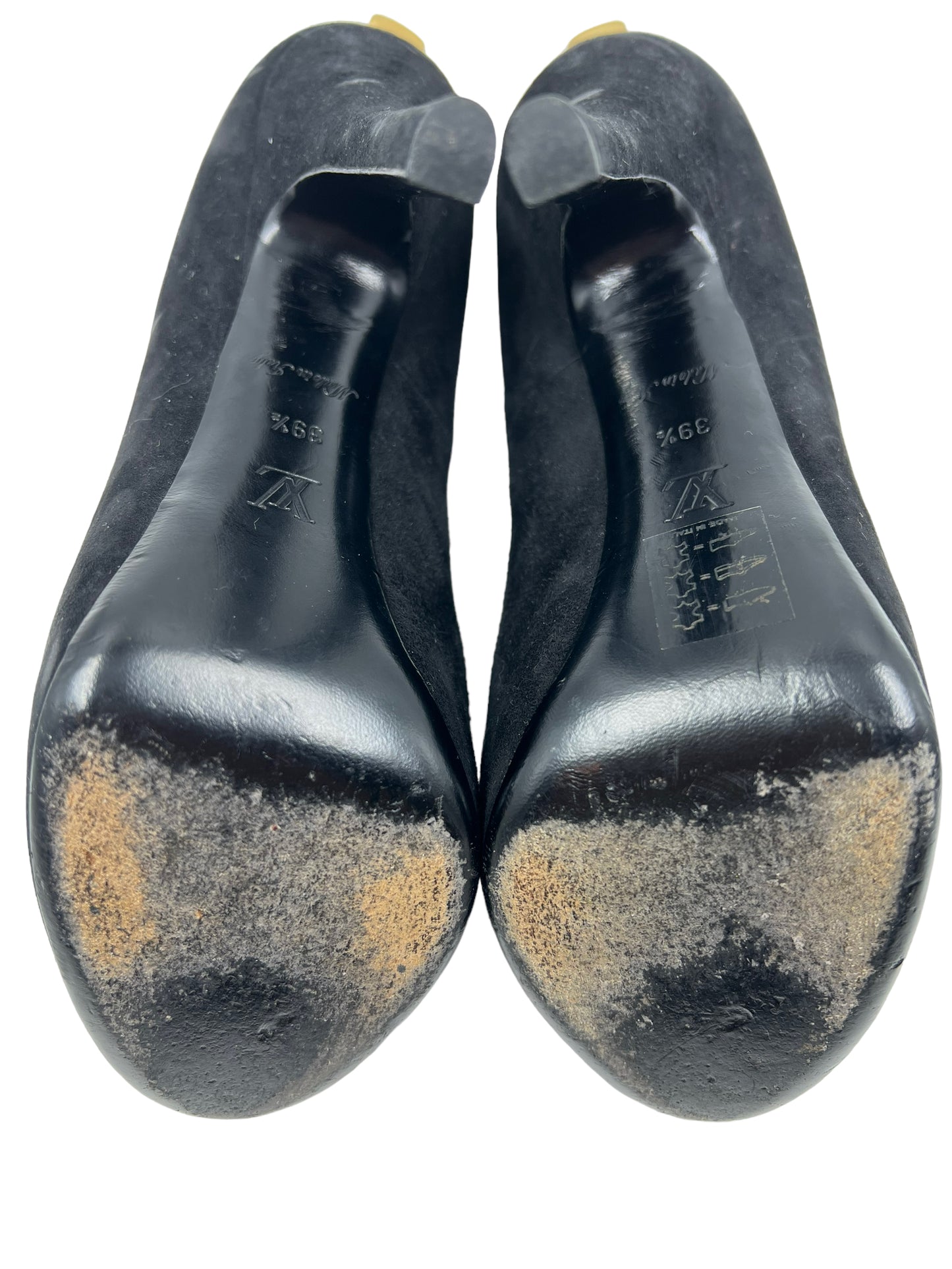 Louis Vuitton Black Suede 'Oh Really!' Size 39.5 Lock Heels