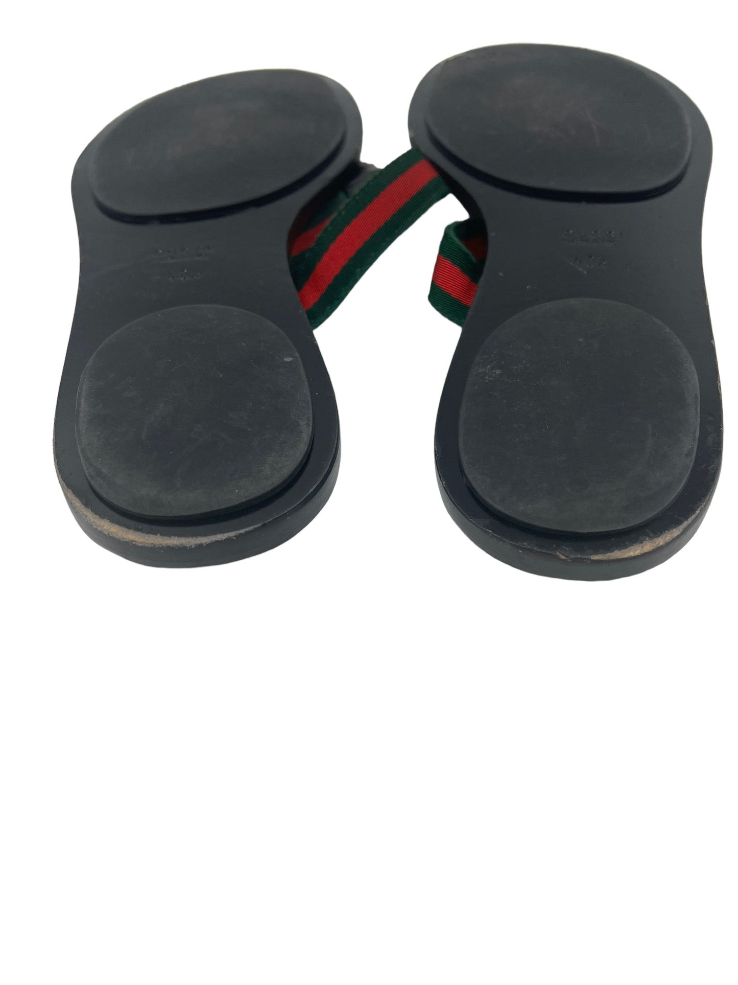 Gucci Size 40.5 Black Leather GG Embossed Thong Sandals