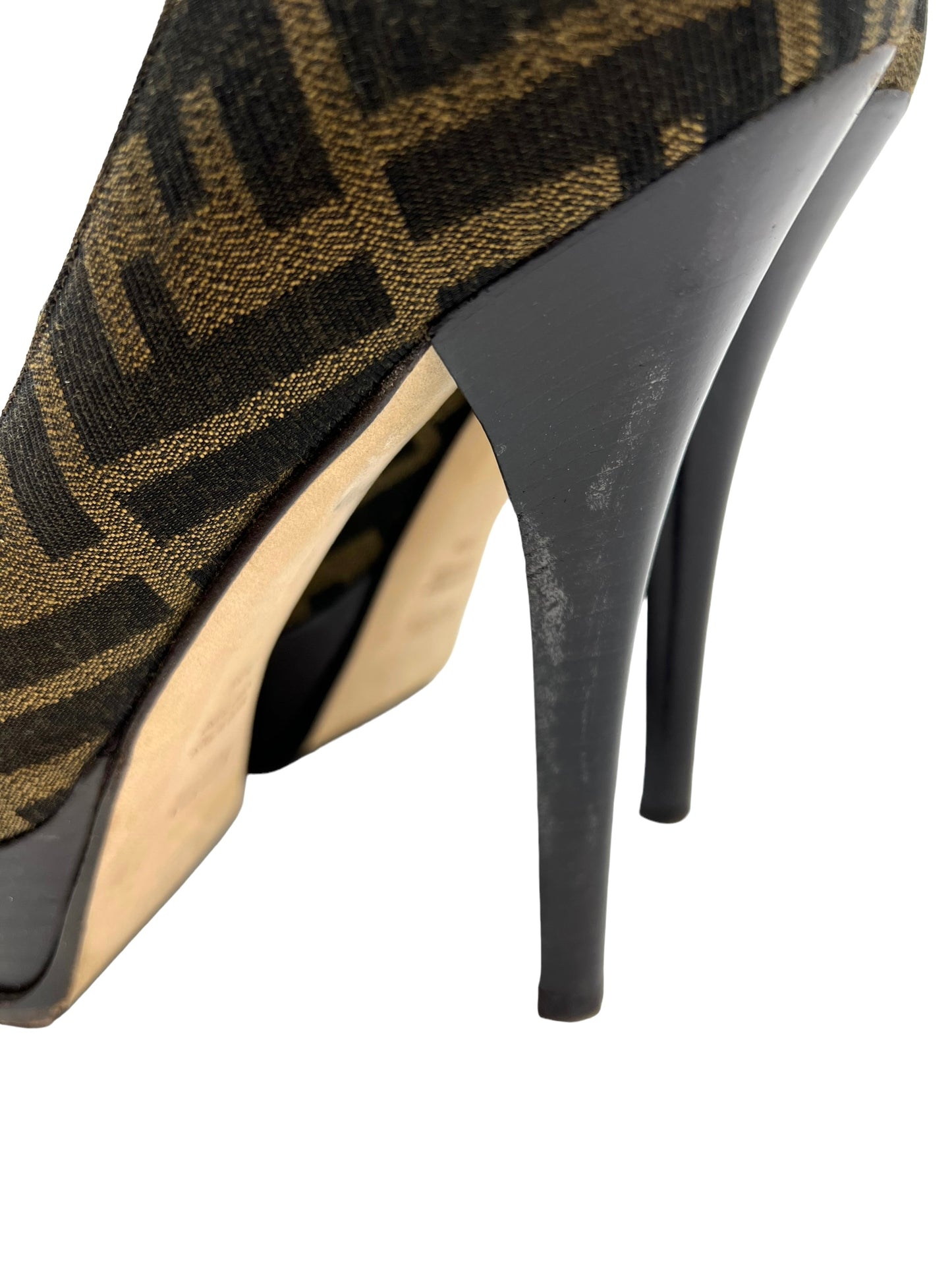 Fendi Size 39.5 Zucca Print 'Fendista' Platform Heels