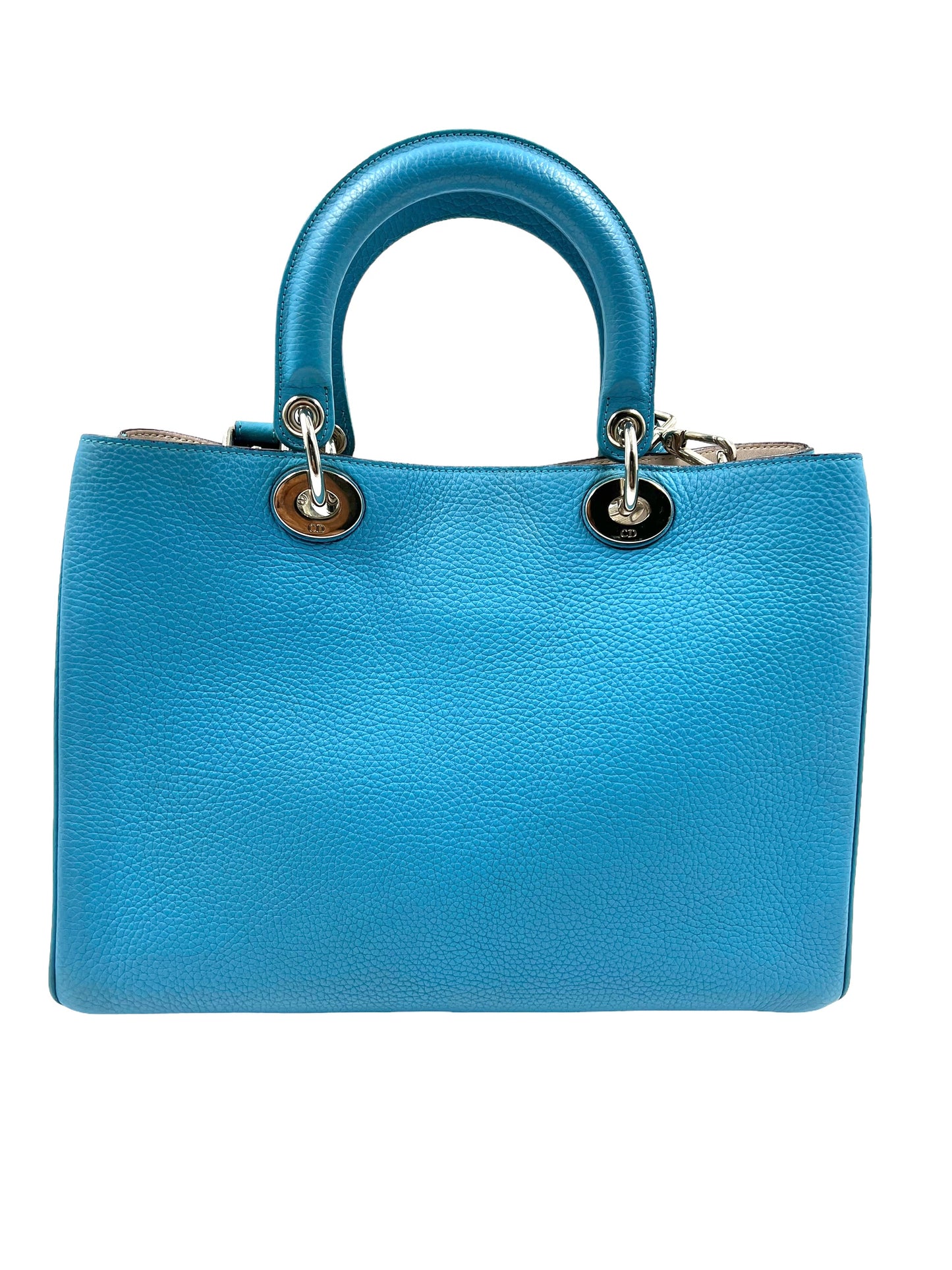 Christian Dior Aqua Blue Leather Medium Diorissimo Tote