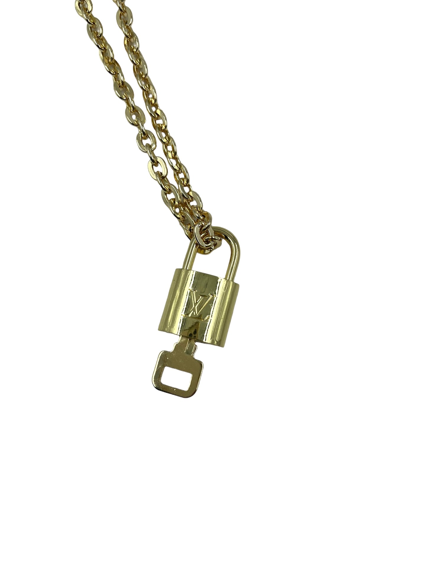 Repurposed Gold Chain Lock Necklace