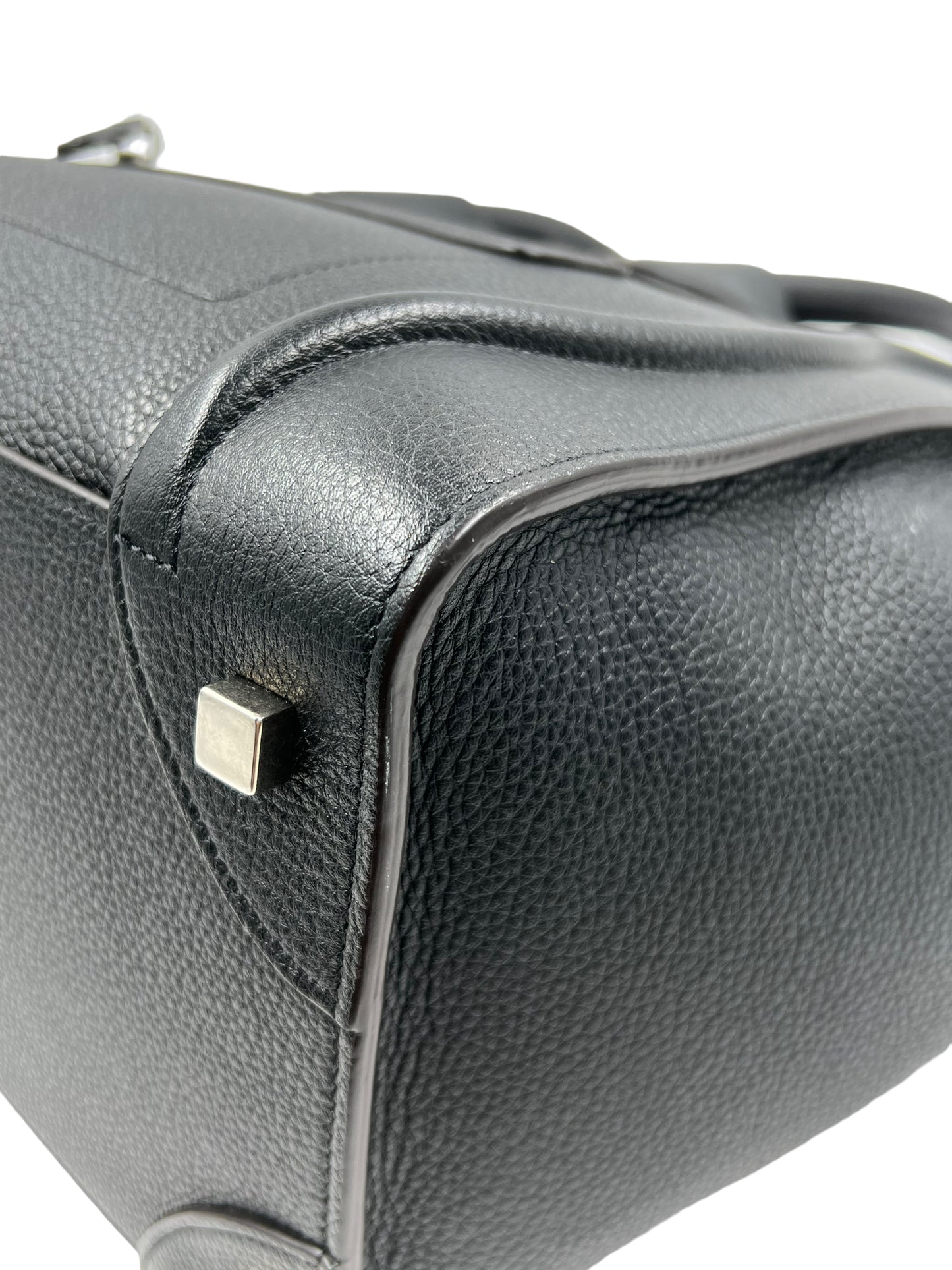 Celine Black Drummed Leather Mini Luggage Tote