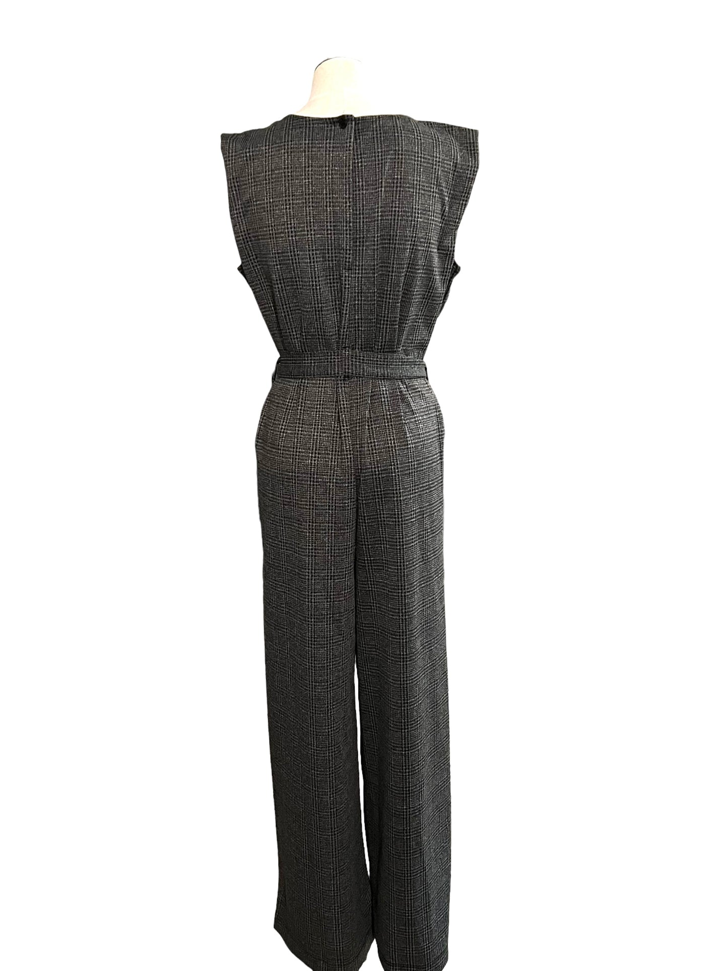 Max Studio Size M Gray Plaid Jumpsuit