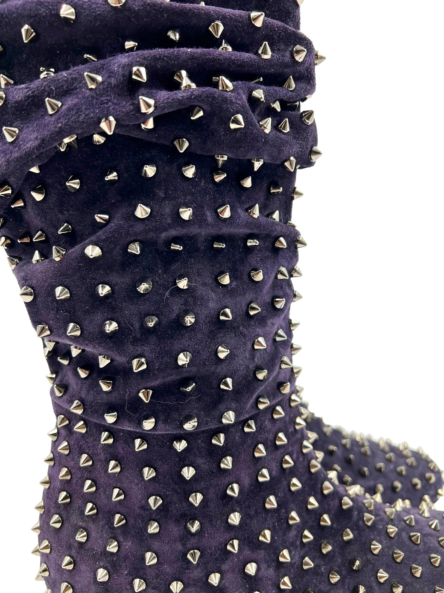 Christian Louboutin Size 40 Purple Suede Spike 'London Bridge' Boots