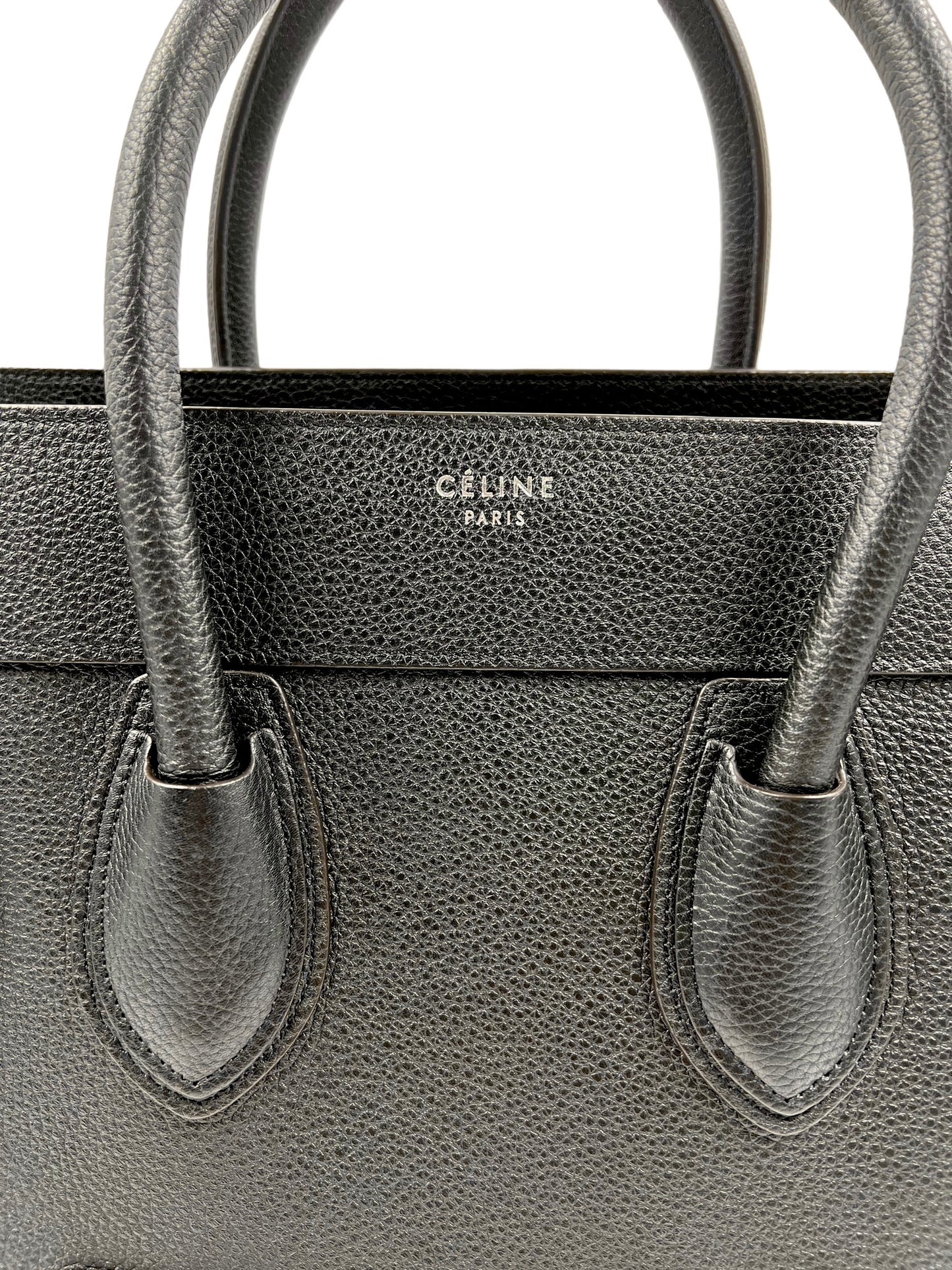 Celine Black Drummed Leather Mini Luggage Tote