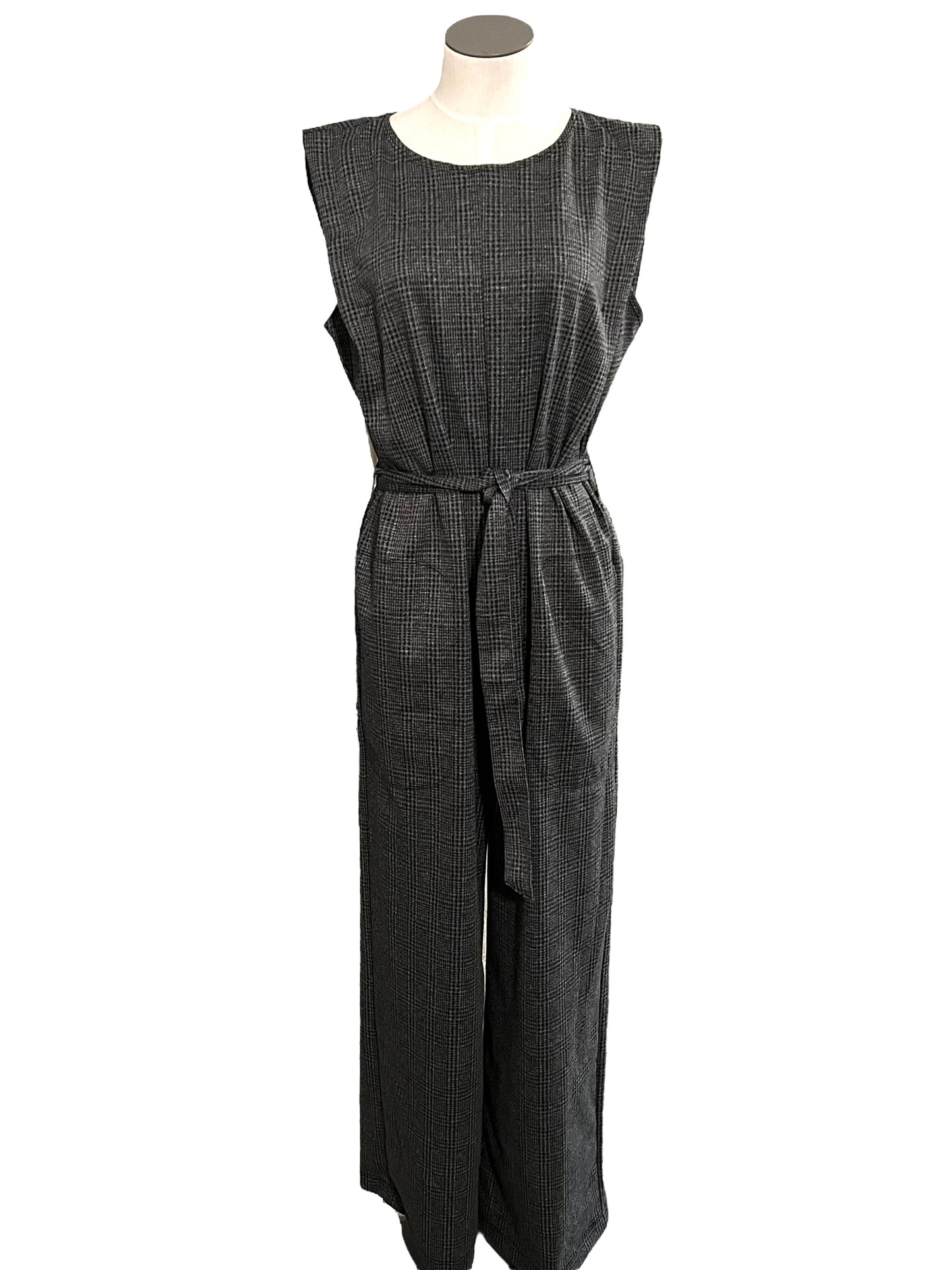 Max Studio Size M Gray Plaid Jumpsuit