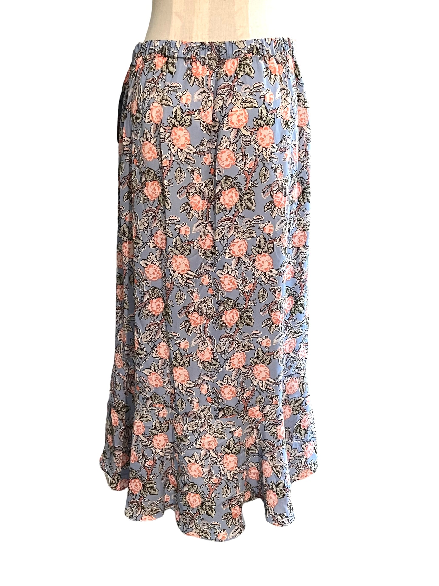 Max Studio Size M Blue Floral Print Wrap Skirt