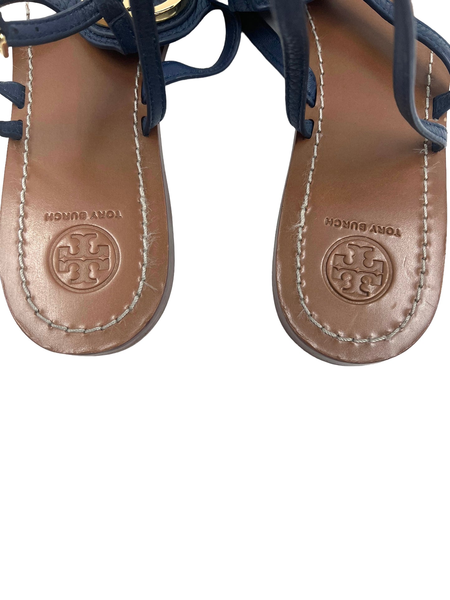 Tory Burch Blue Leather Size 10 'Miller' Sandals