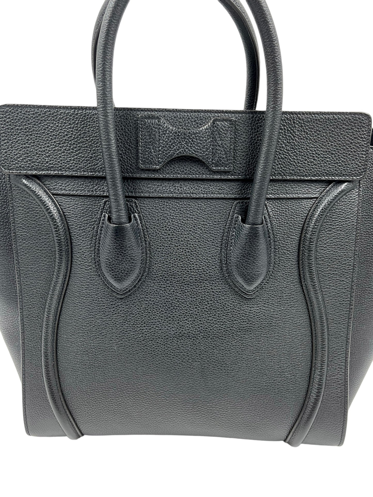 Celine Black Drummed Leather Mini Luggage Tote