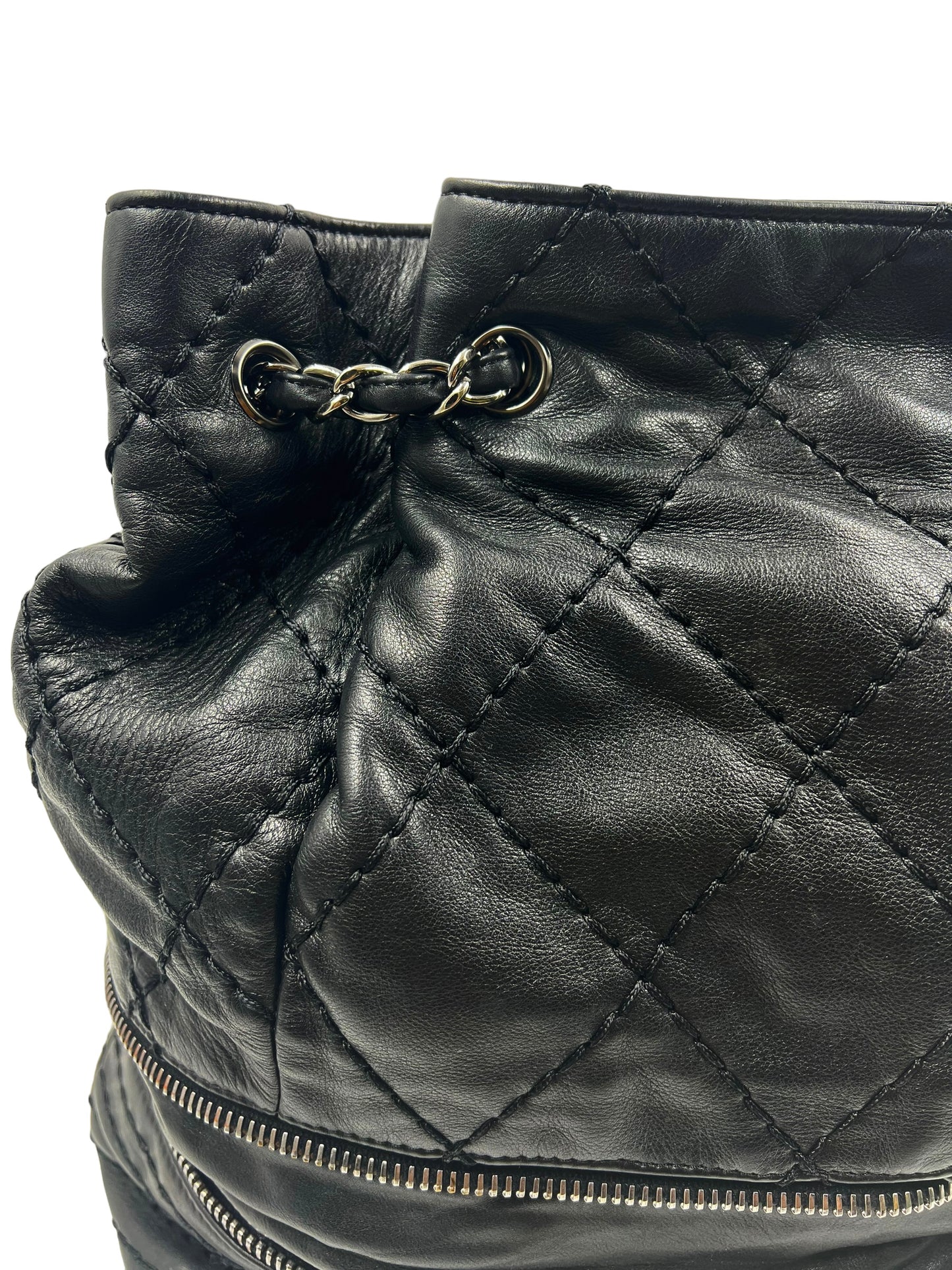 Chanel Black Leather 2006-2008 Expandable Ligne Bag