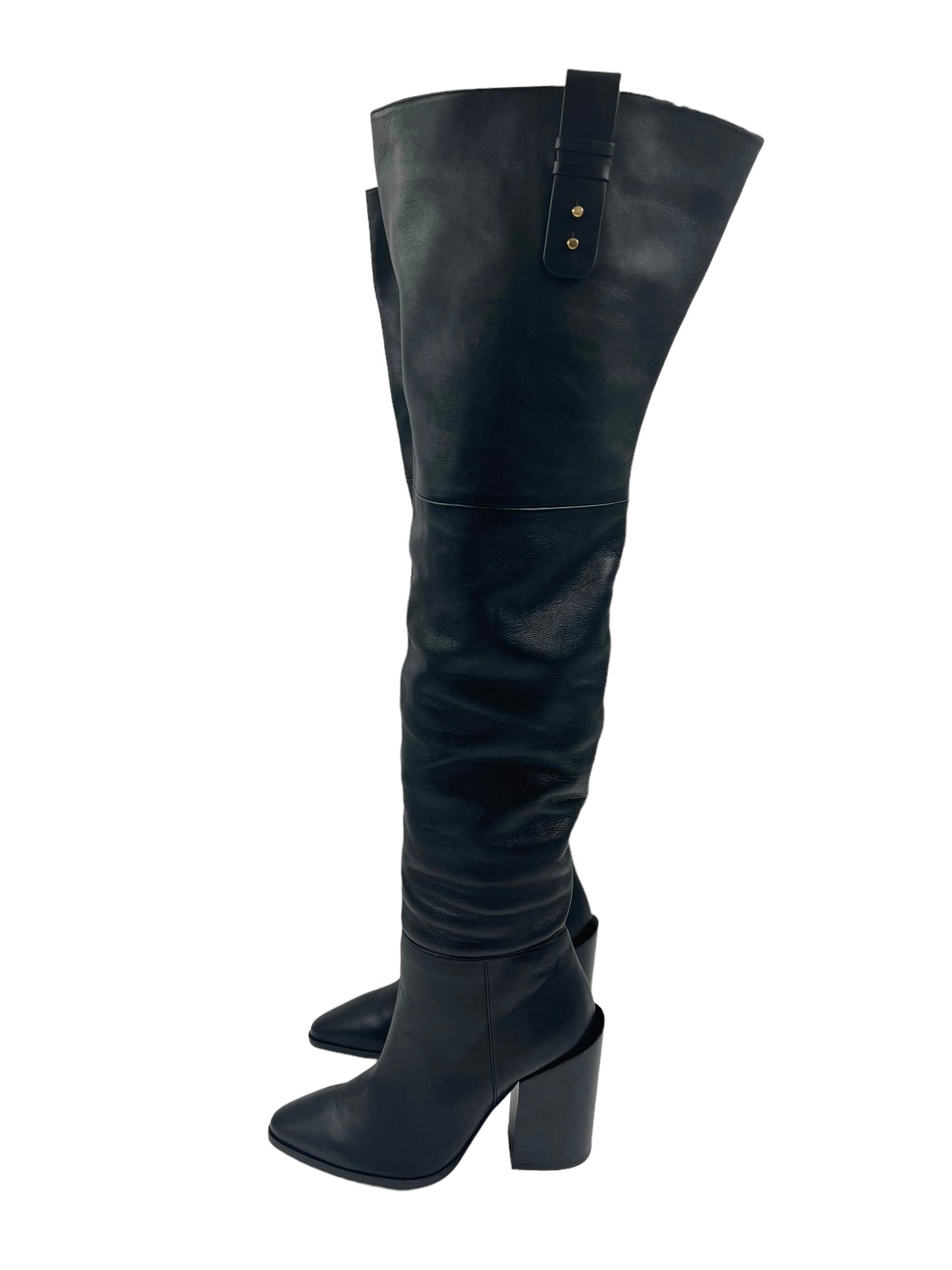 Frame Size 37.5 Le Mulholland Black Leather OTK Boots