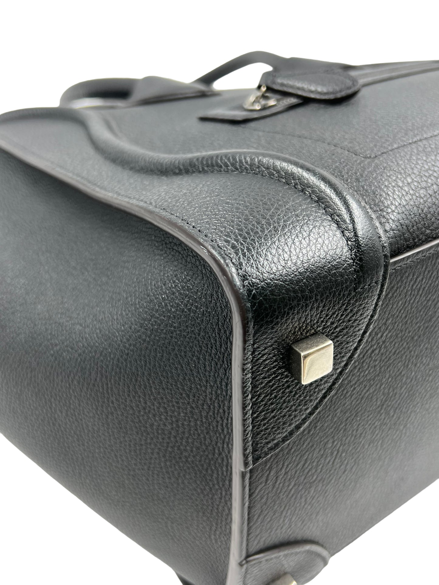 Celine Black Drummed Leather Mini Luggage Tote