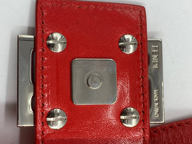 Fendi Red Beaded Baguette Shoulder Bag