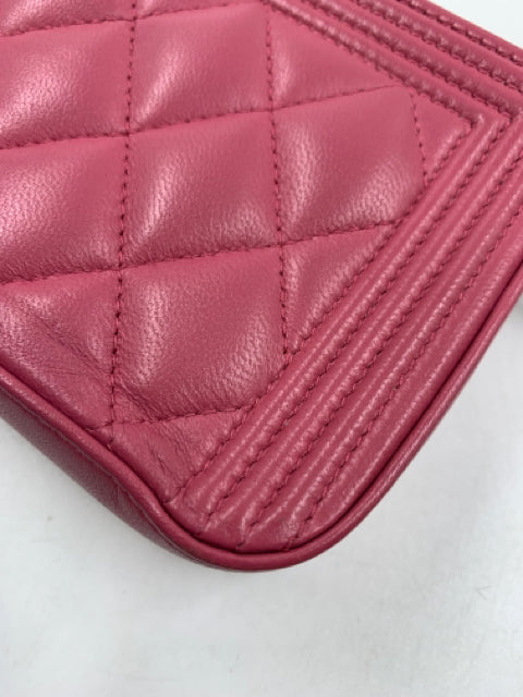 Chanel Pink Calfskin Boy Double Zip WOC