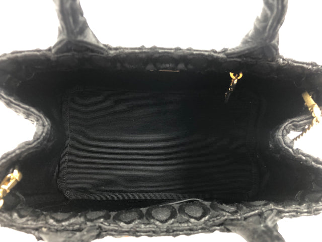 Prada Black Fabric Embossed Handbag