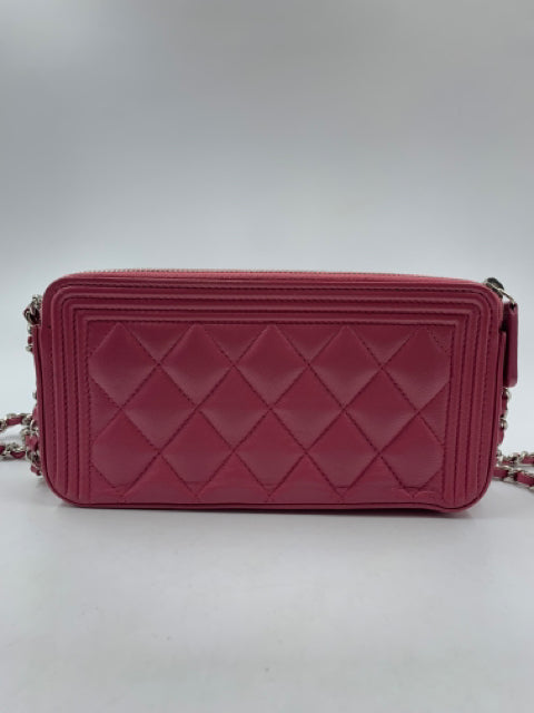 Chanel Pink Calfskin Boy Double Zip WOC