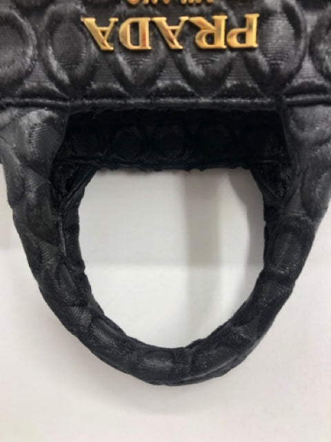 Prada Black Fabric Embossed Handbag
